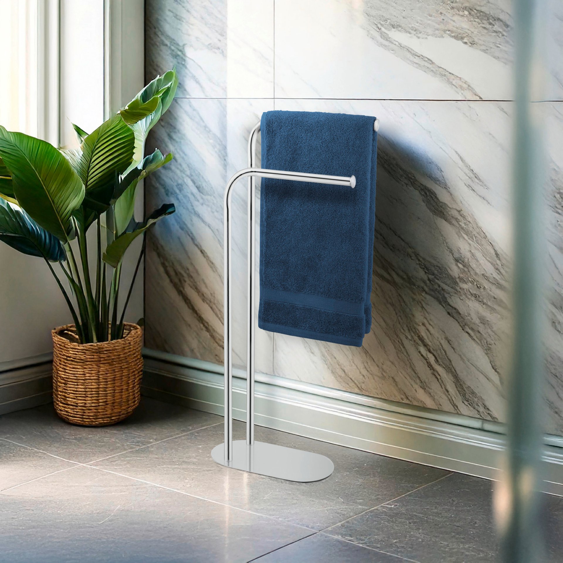 WENKO LEVANTE Handtuchhalter, Silber glänzend, stehend