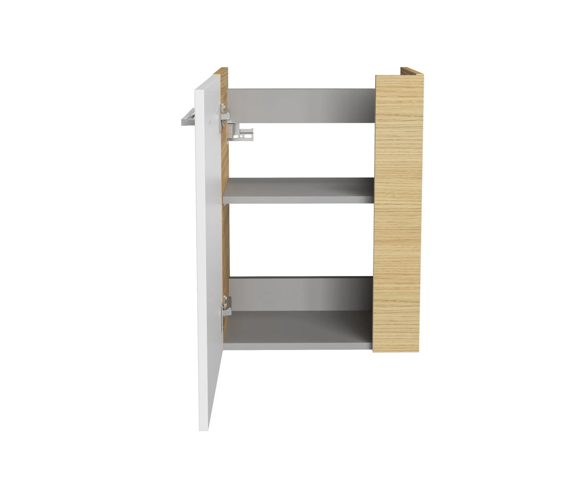 FACKELMANN SBC B.STYLE Gäste WC Waschtisch Set 45 cm breit, Braun/Weiß, Waschbecken Glas Anthrazit, Türanschlag links