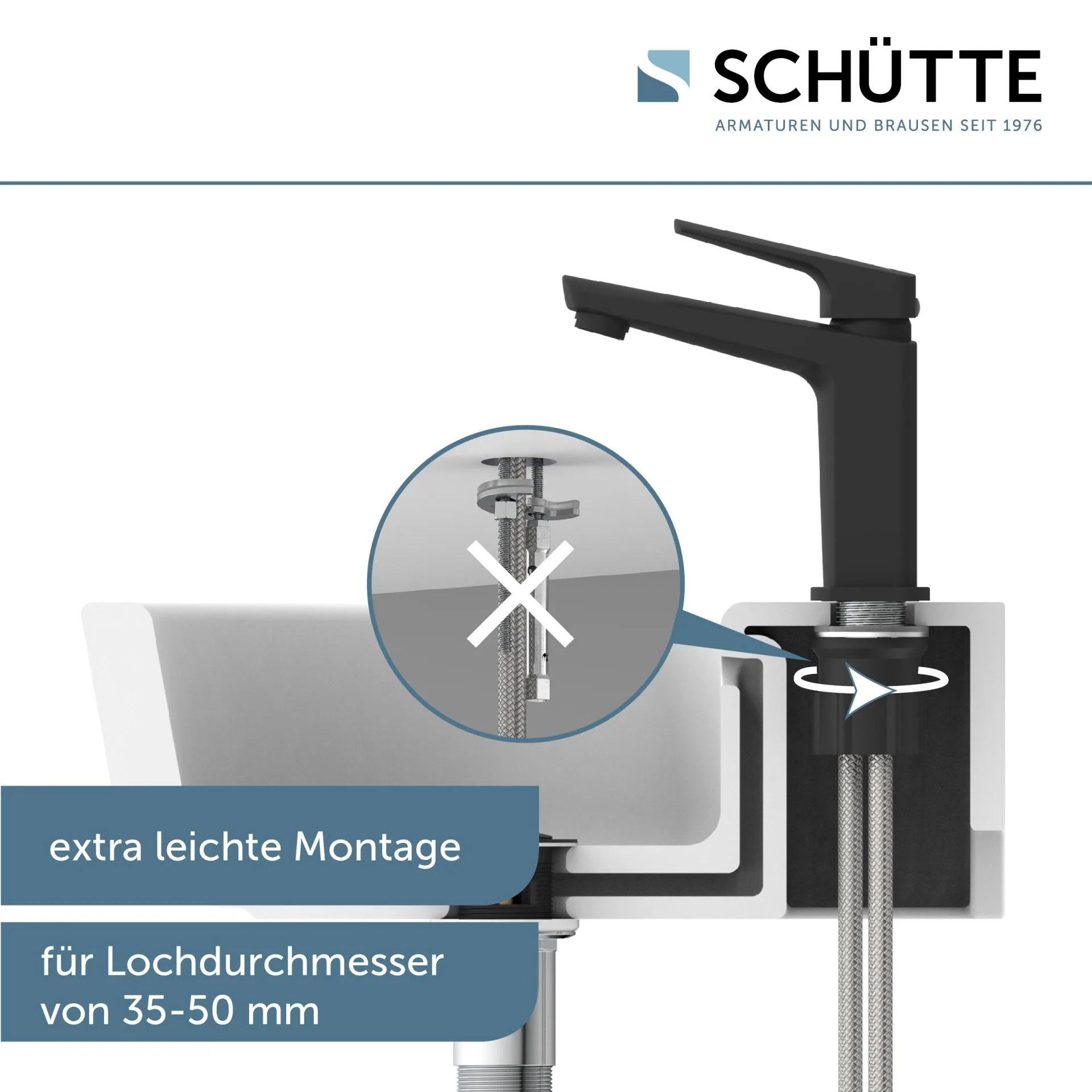 Schütte RAVEN Waschtischarmatur, Schwarz matt
