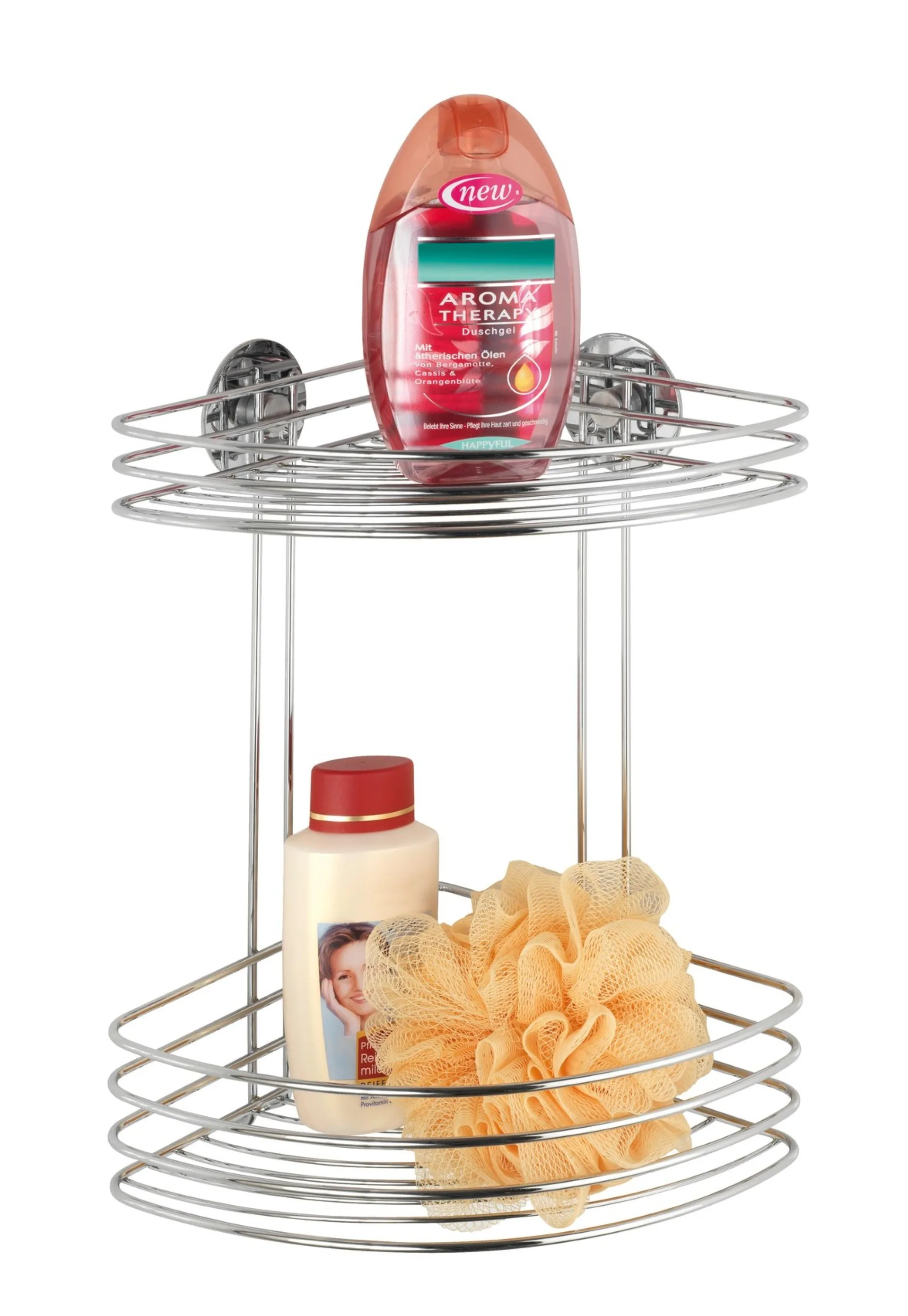 WENKO Dusch Eckregal, 2 Ablagen, Befestigen ohne bohren, Turbo-Loc®