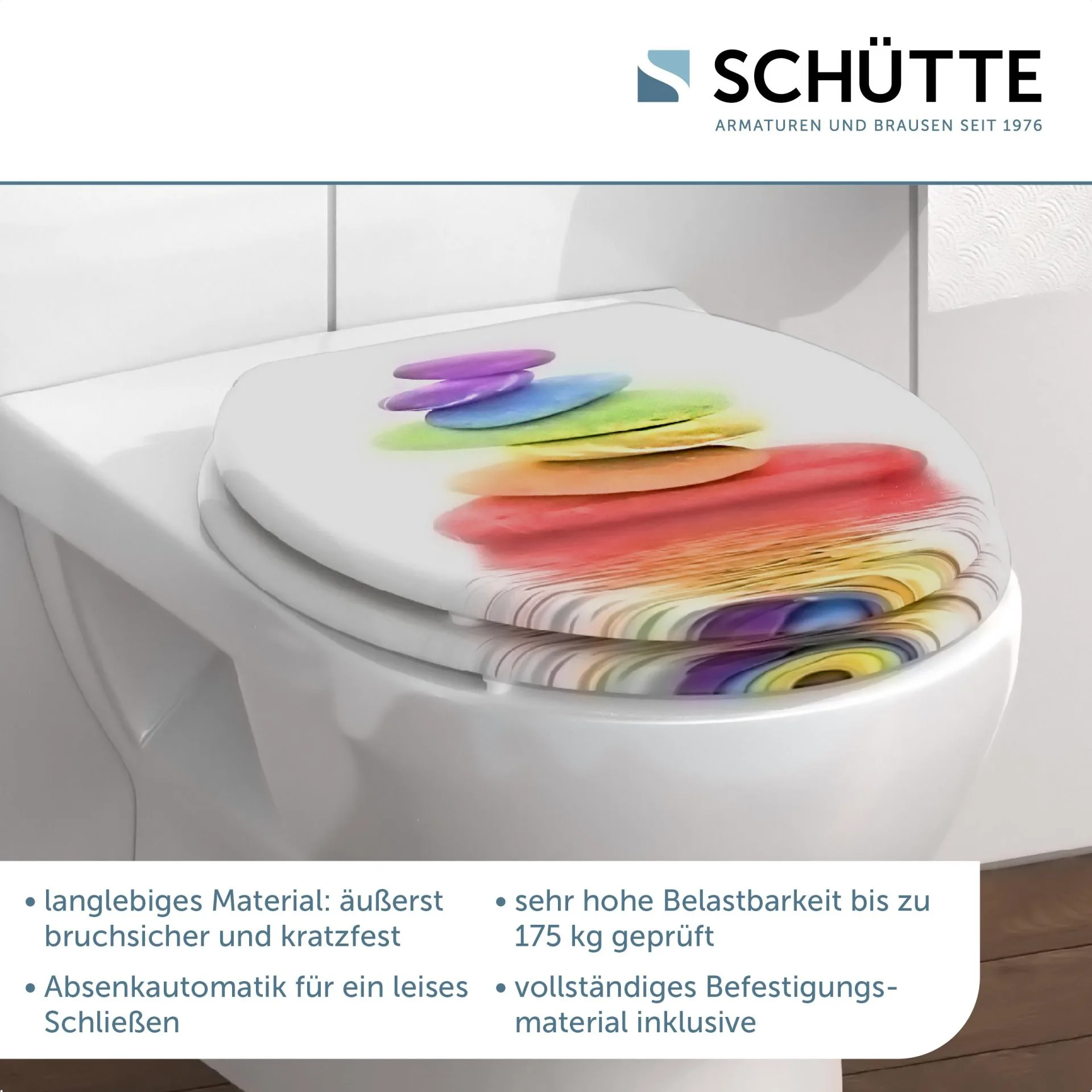 SCHÜTTE COLORFUL STONES, WC-Sitz, mit Absenkautomatik