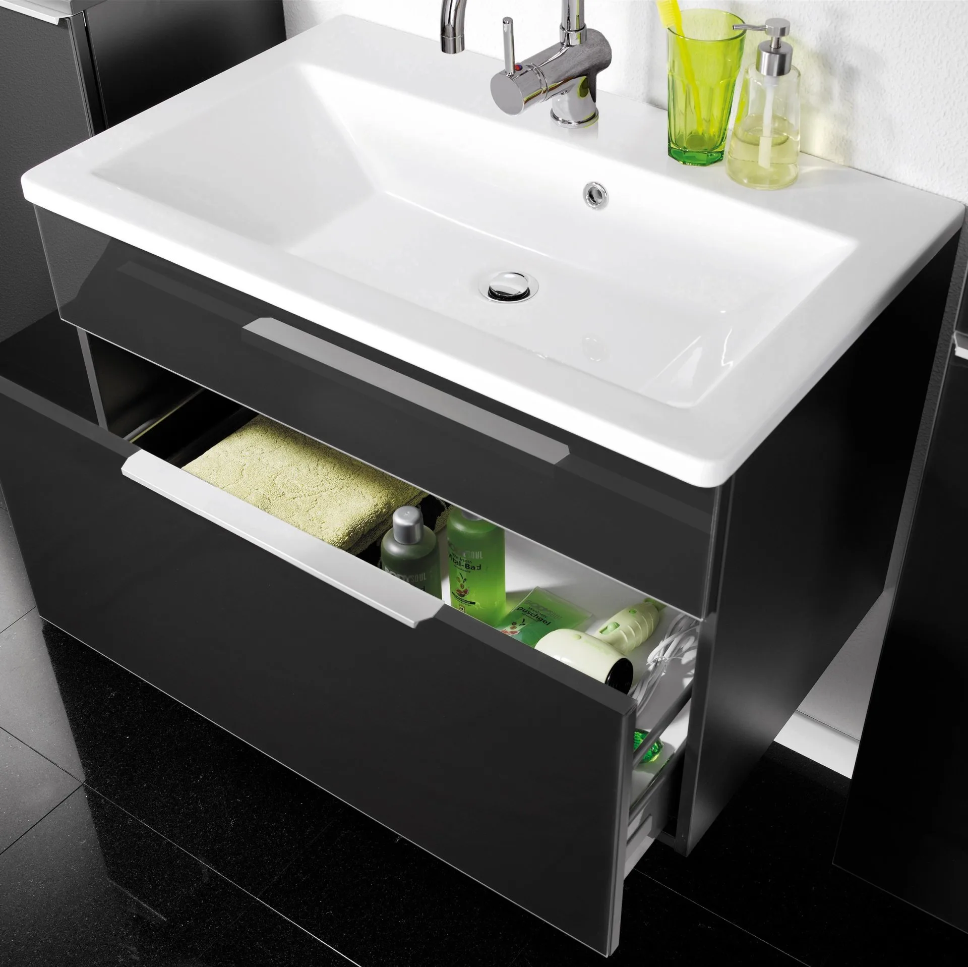 FACKELMANN DOMINO Waschbecken, 80 cm breit, Weiß, Gussmarmor