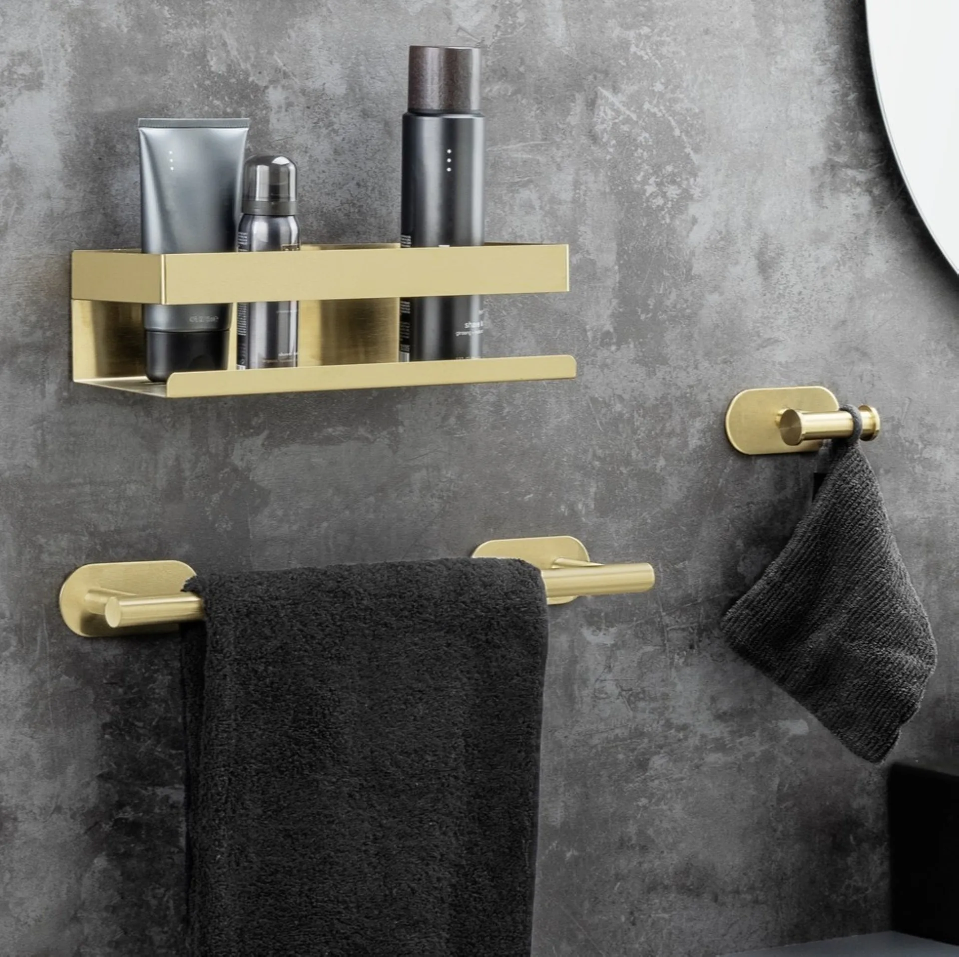 WENKO OREA Handtuchhaken, Gold matt, Befestigen ohne Bohren