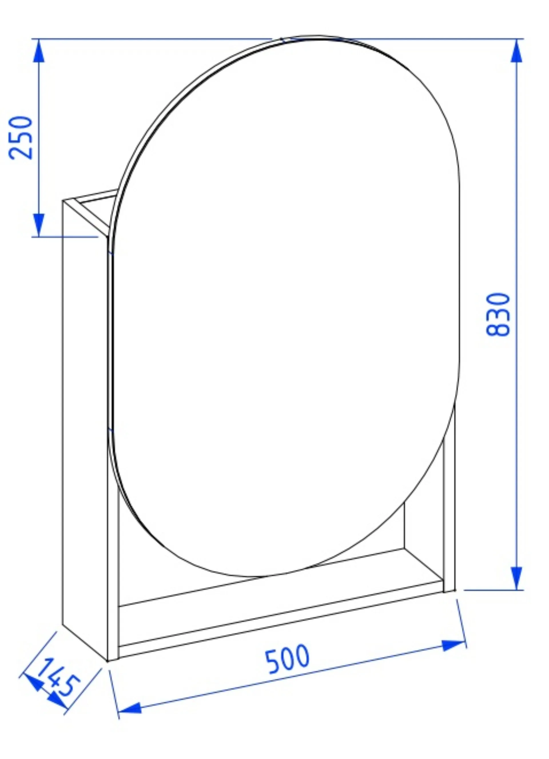 BADEDU PINA Spiegelschrank 50 cm breit, Grau, mit Ablage