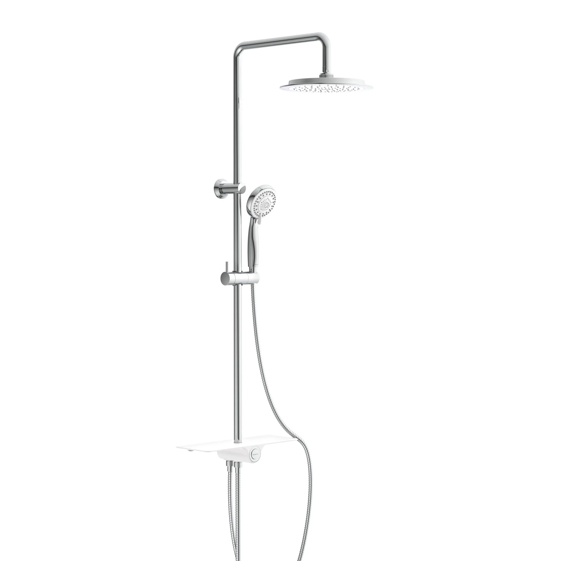 SCHÜTTE AQUASTAR Überkopf-Brauseset, Chrom/Weiß, mit Ablage