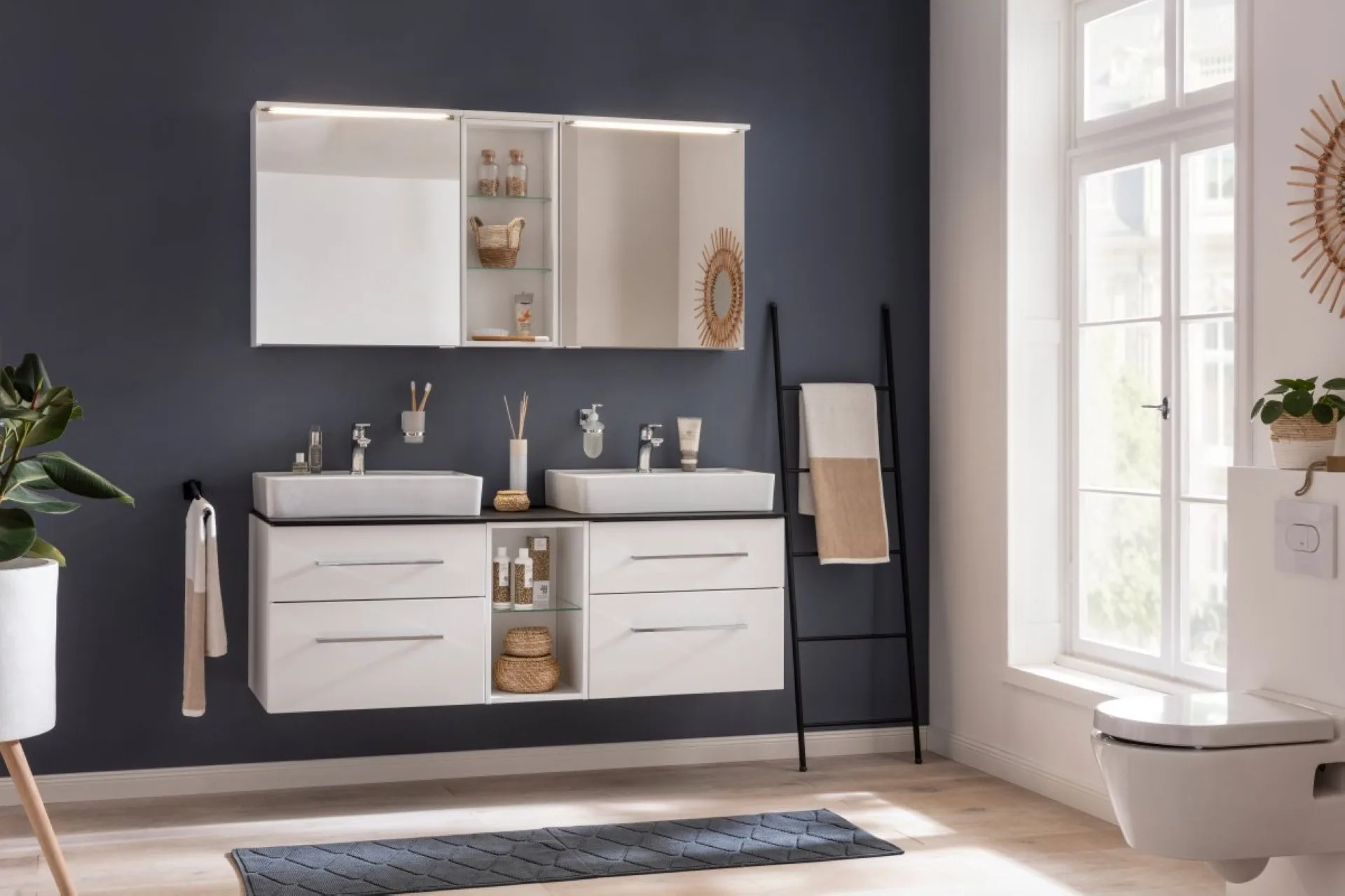 Fackelmann OXFORD LED Spiegelschrank 60 cm breit, Weiß