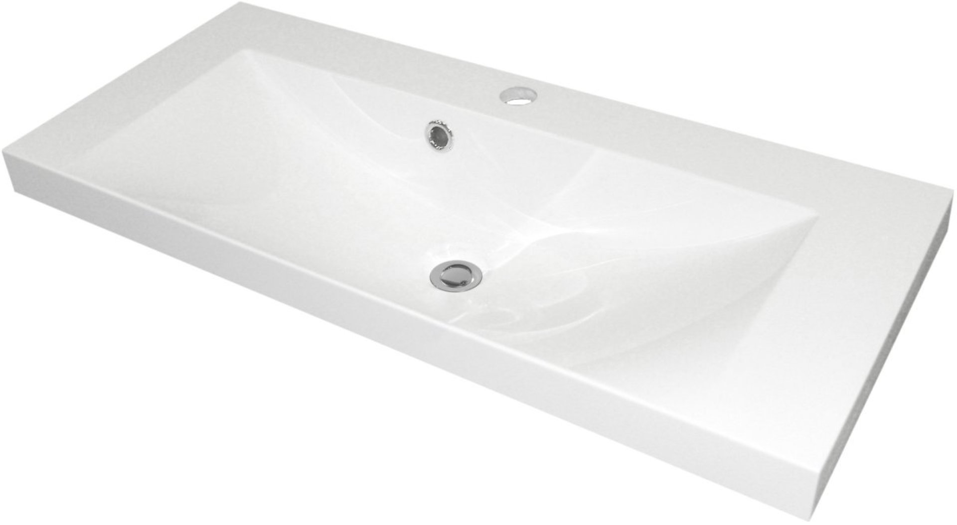 Fackelmann MALUA Waschbecken 80 cm aus Gussmarmor, Weiß