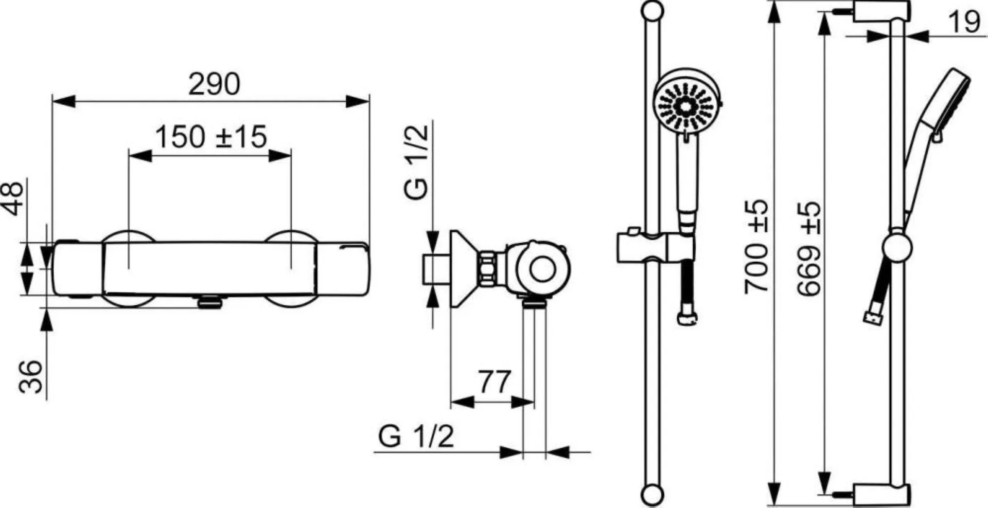 HANSA HANSABASIC Duschthermostat und Stangenbrauseset, Chrom
