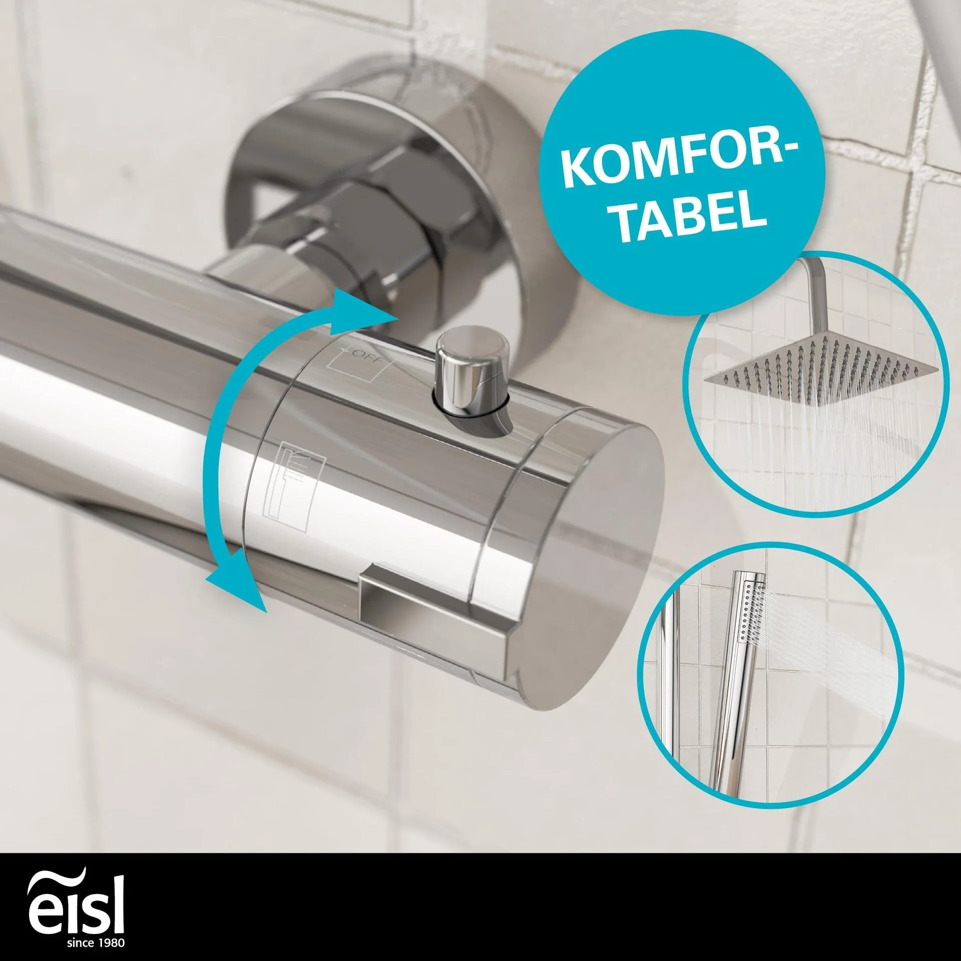 EISL SHOWERSTAR Überkopfbrause-Set, Chrom, mit Thermostatarmatur