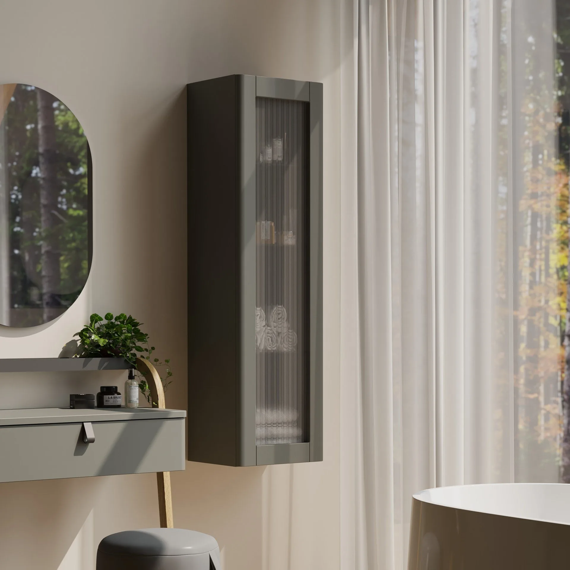 BADEDU PINA Hochschrank 35 cm breit, Grün
