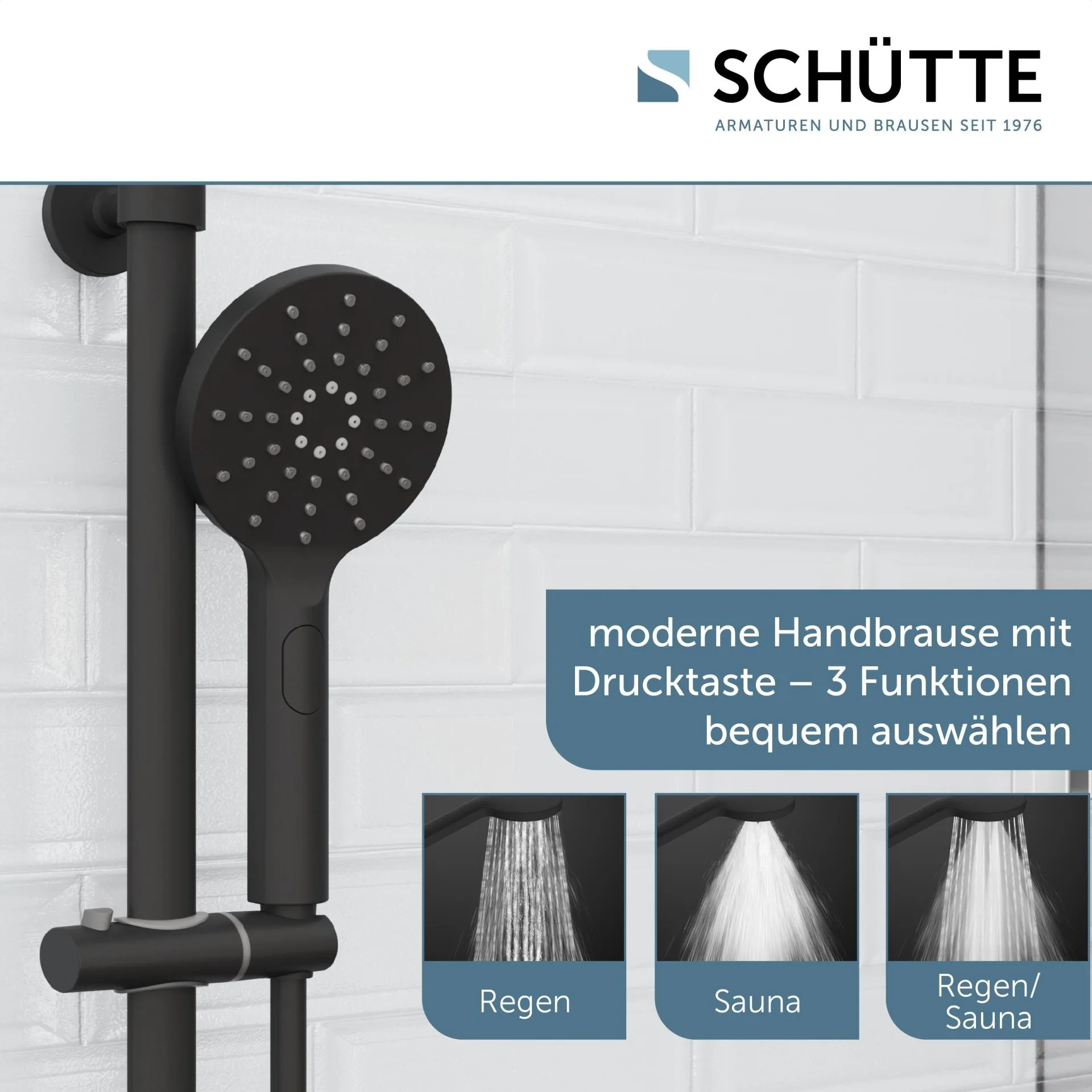 SCHÜTTE MADURA FRESH Überkopf-Brauseset, Schwarz matt