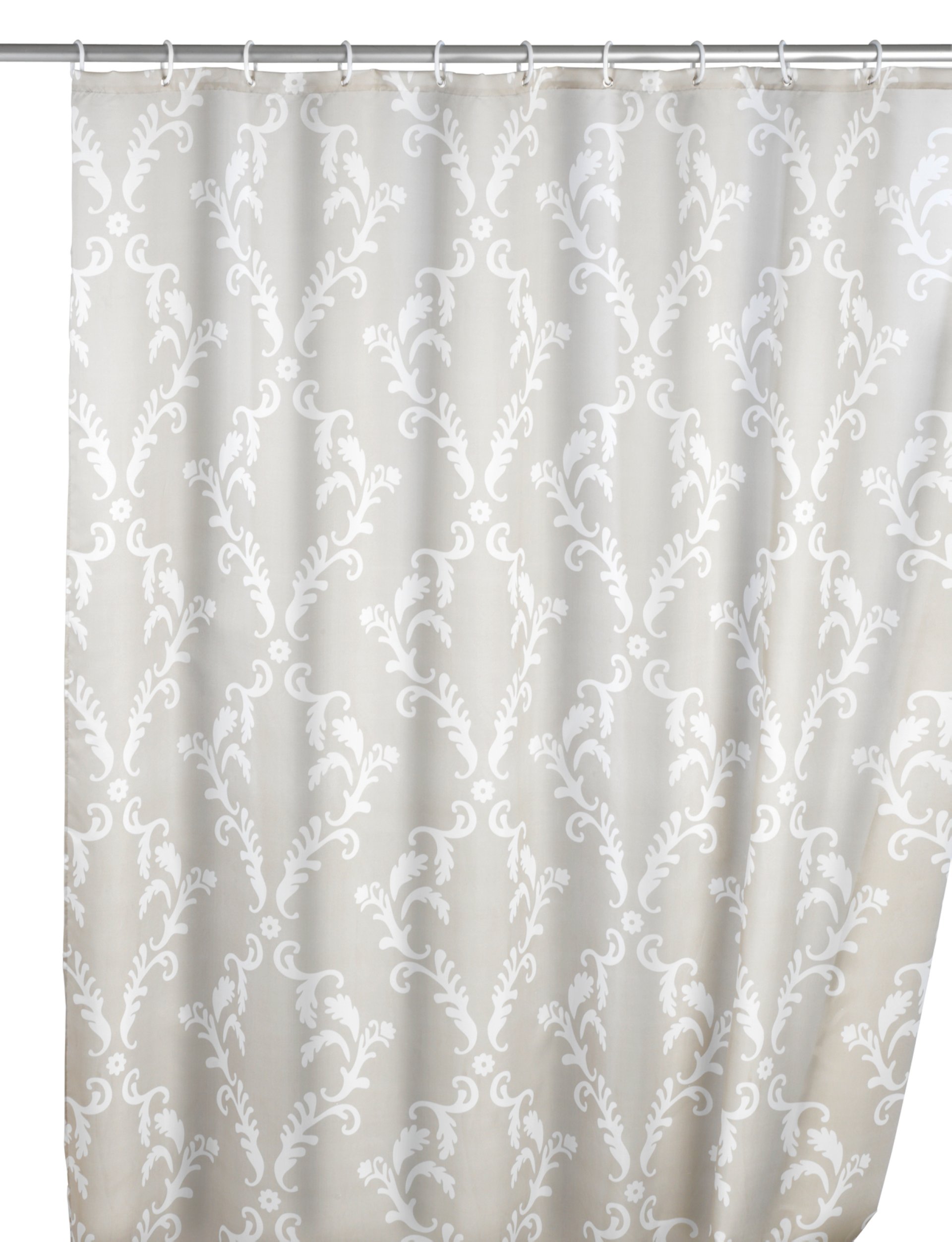 WENKO BAROQUE Duschvorhang 180 x 200 cm, Beige, waschbar