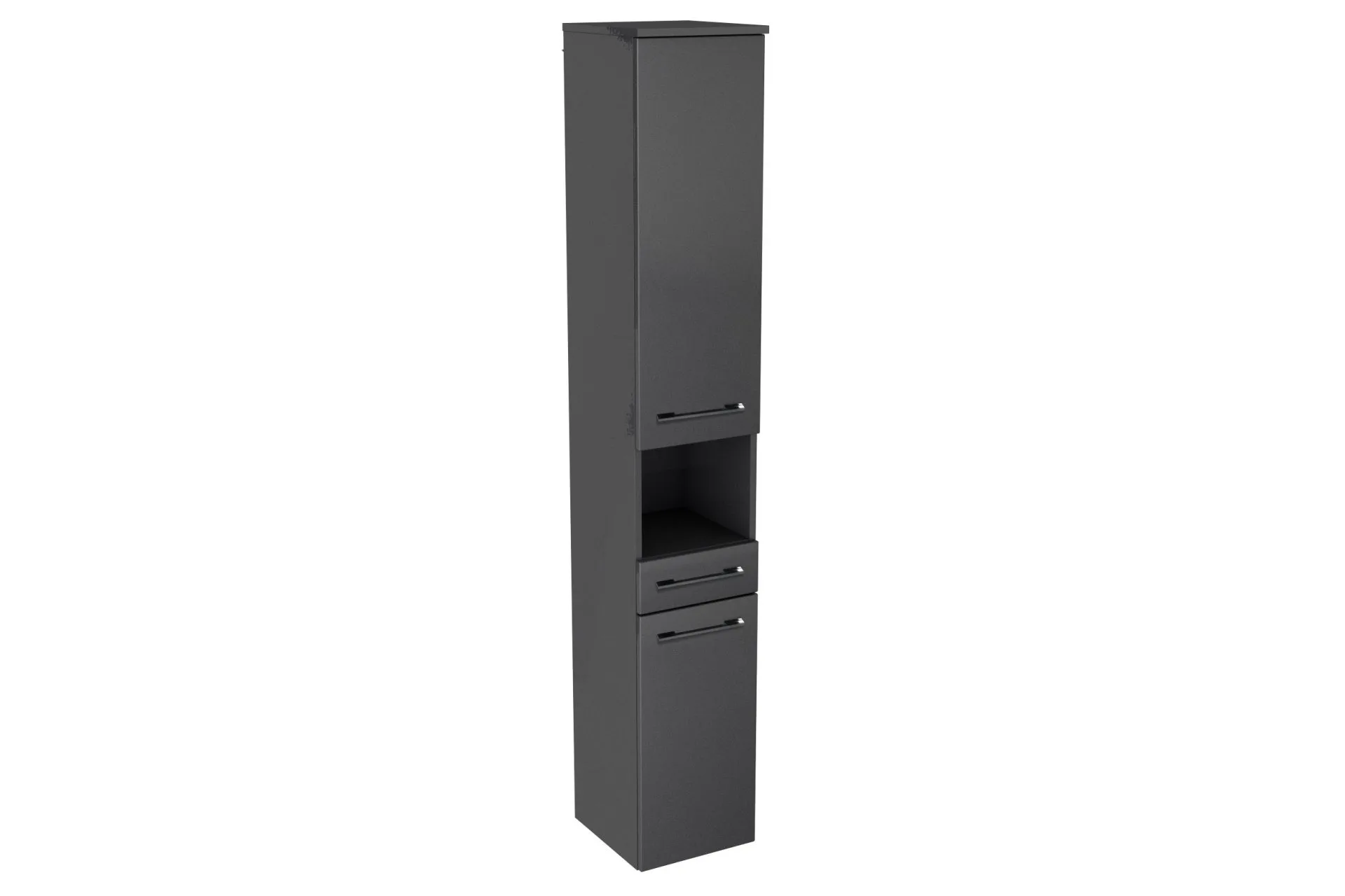 LANZET Hochschrank 30 cm breit, Anthrazit, Türanschlag rechts + Schublade + Nische