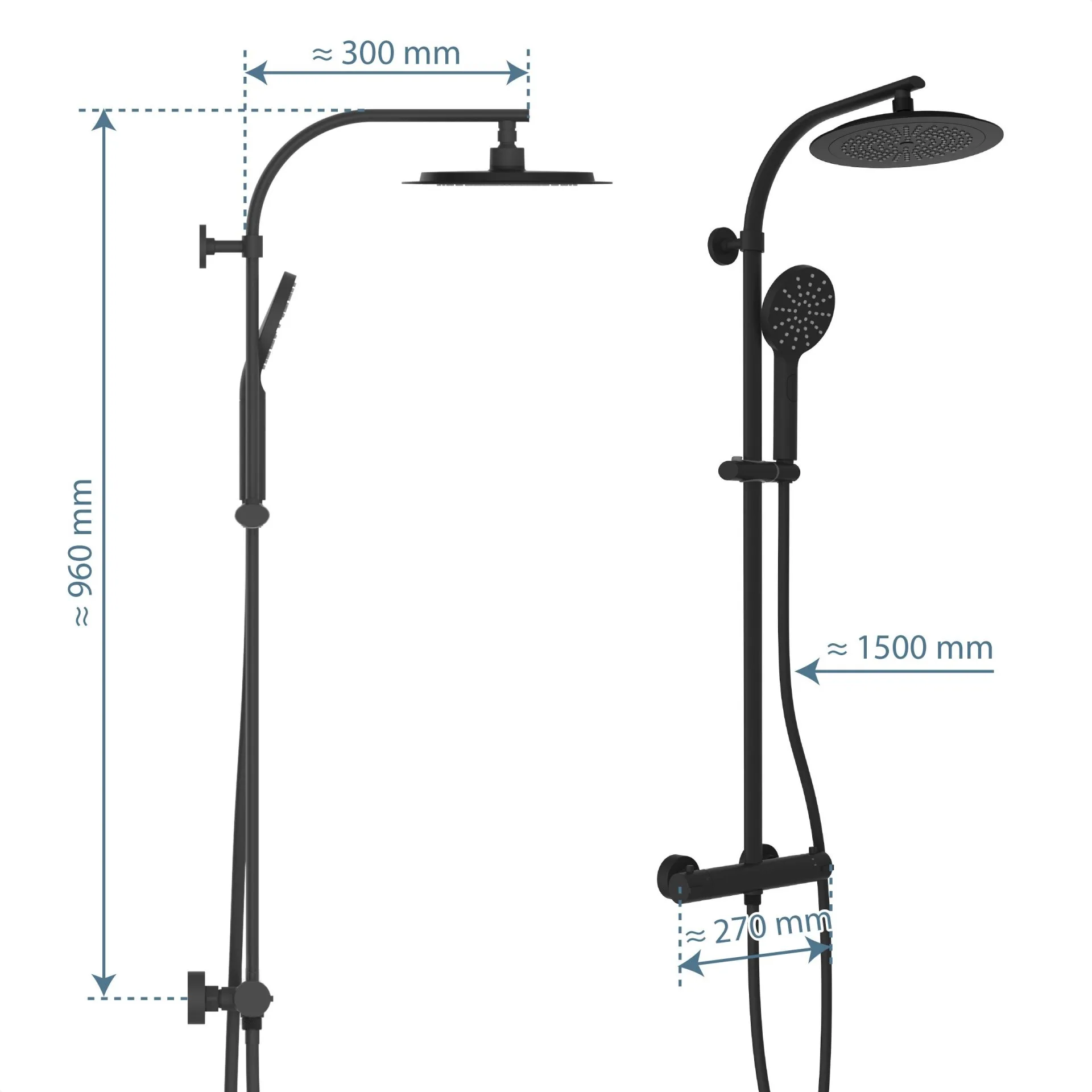 SCHÜTTE MADURA FRESH Überkopf-Brauseset, Schwarz matt