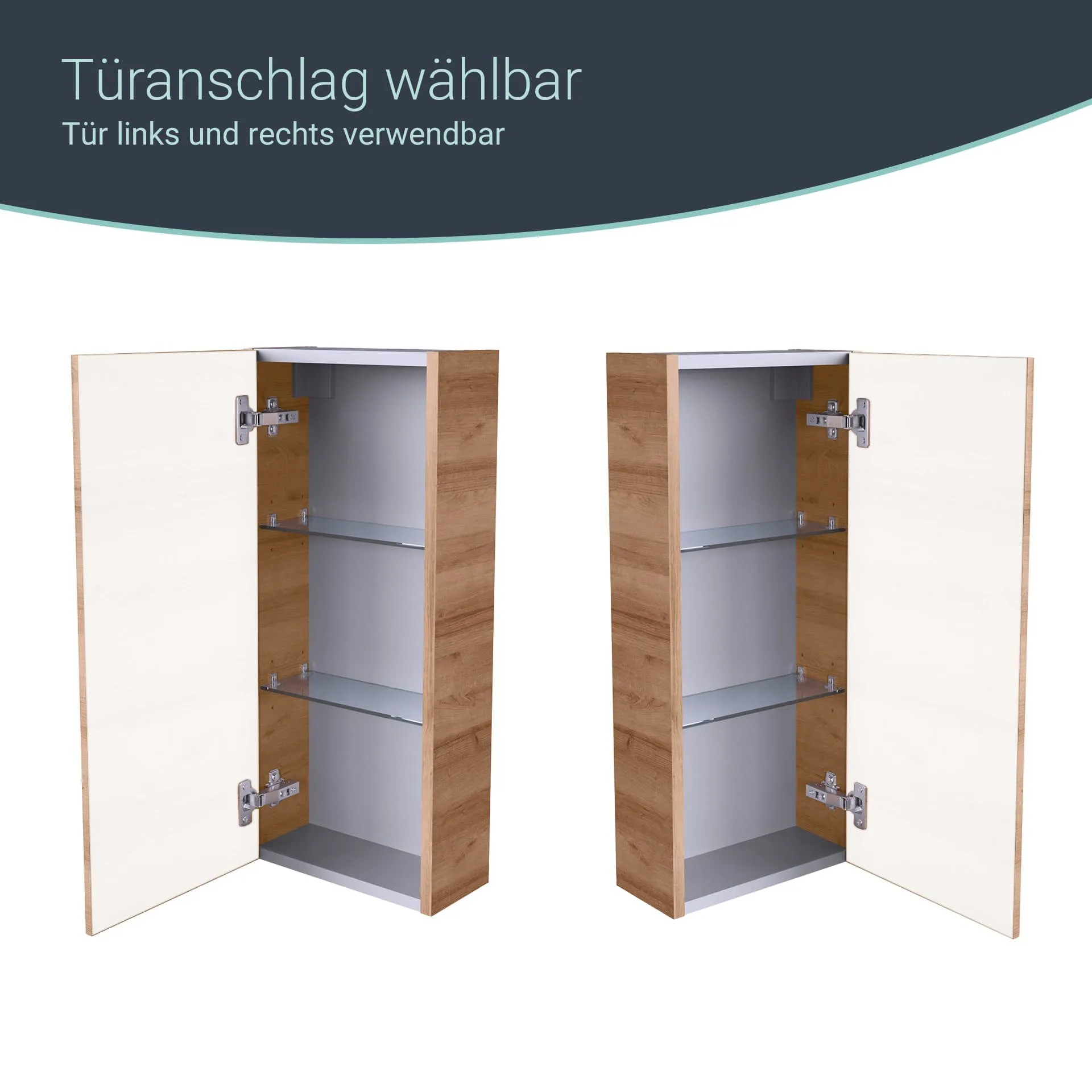 FACKELMANN MILANO Hängeschrank 30 cm breit, Braun hell