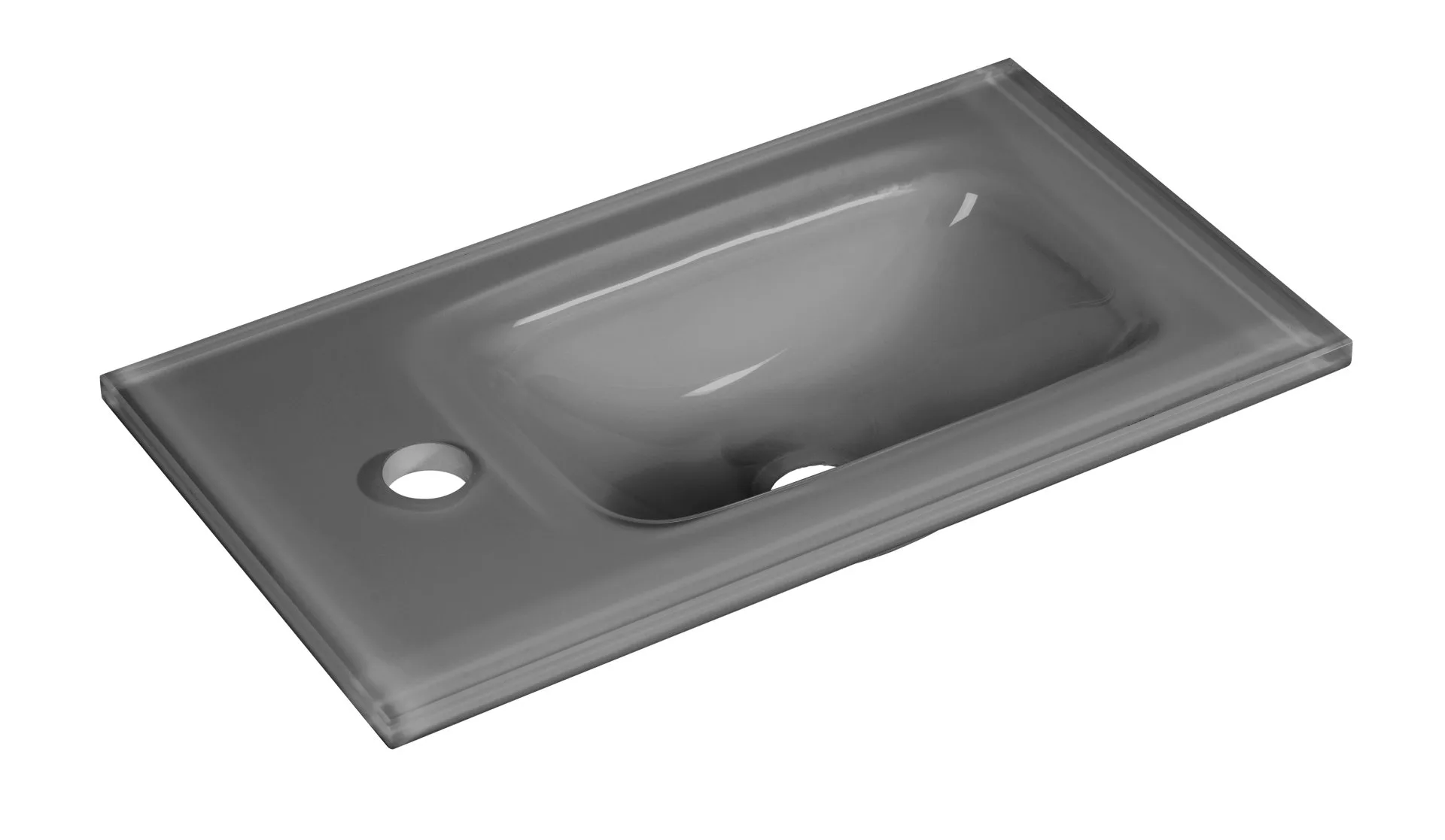 FACKELMANN SBC LUXOR Gäste WC Waschtisch Set 45 cm breit, Braun hell, Waschbecken Glas Anthrazit, Türanschlag rechts