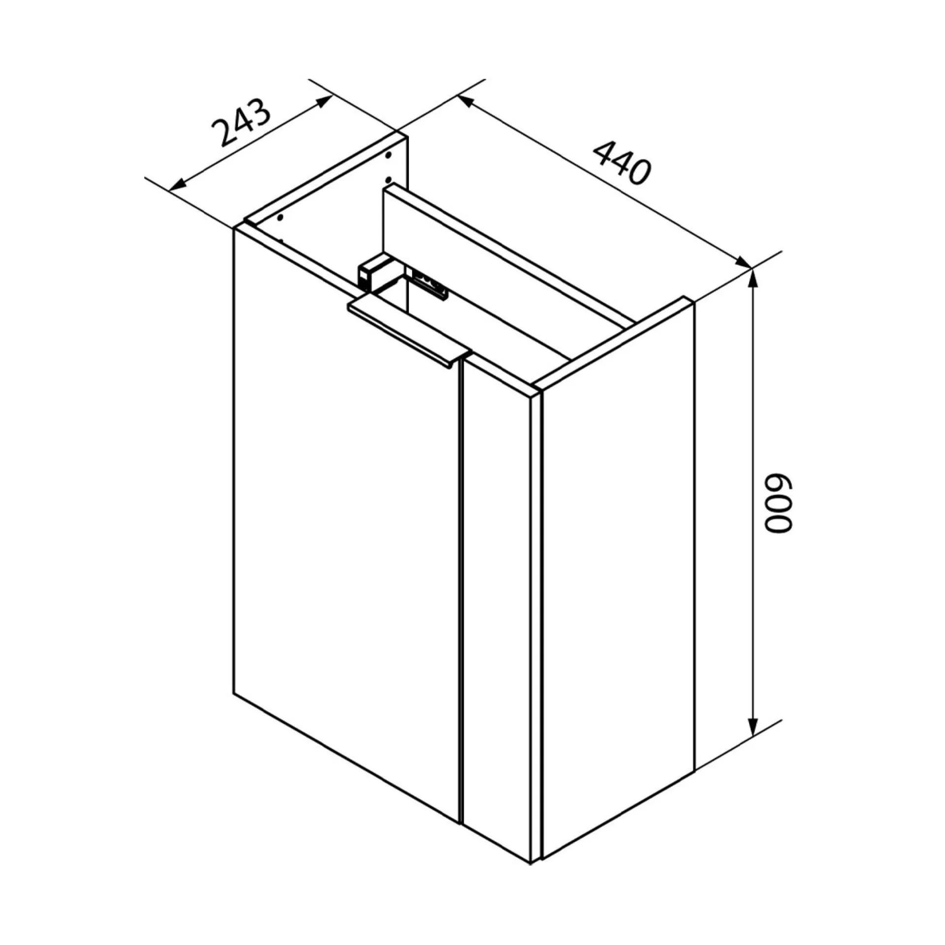 FACKELMANN SBC LUNA Waschbeckenunterschrank Gäste WC 45 cm breit, Anthrazit, Türanschlag links