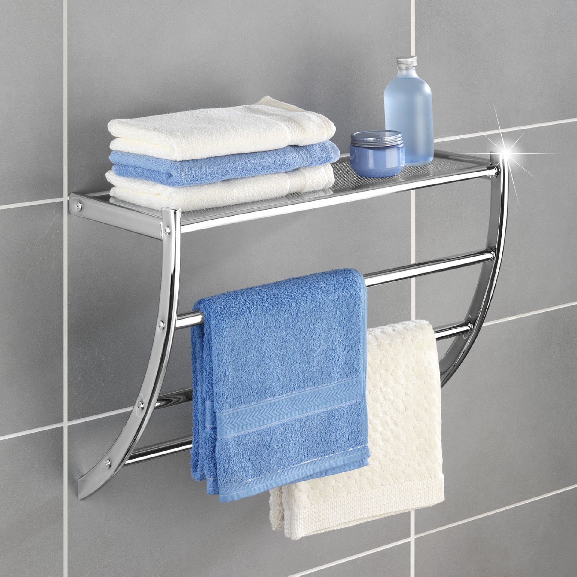 WENKO PESCARA Badregal, Chrom, mit Handtuchhalter