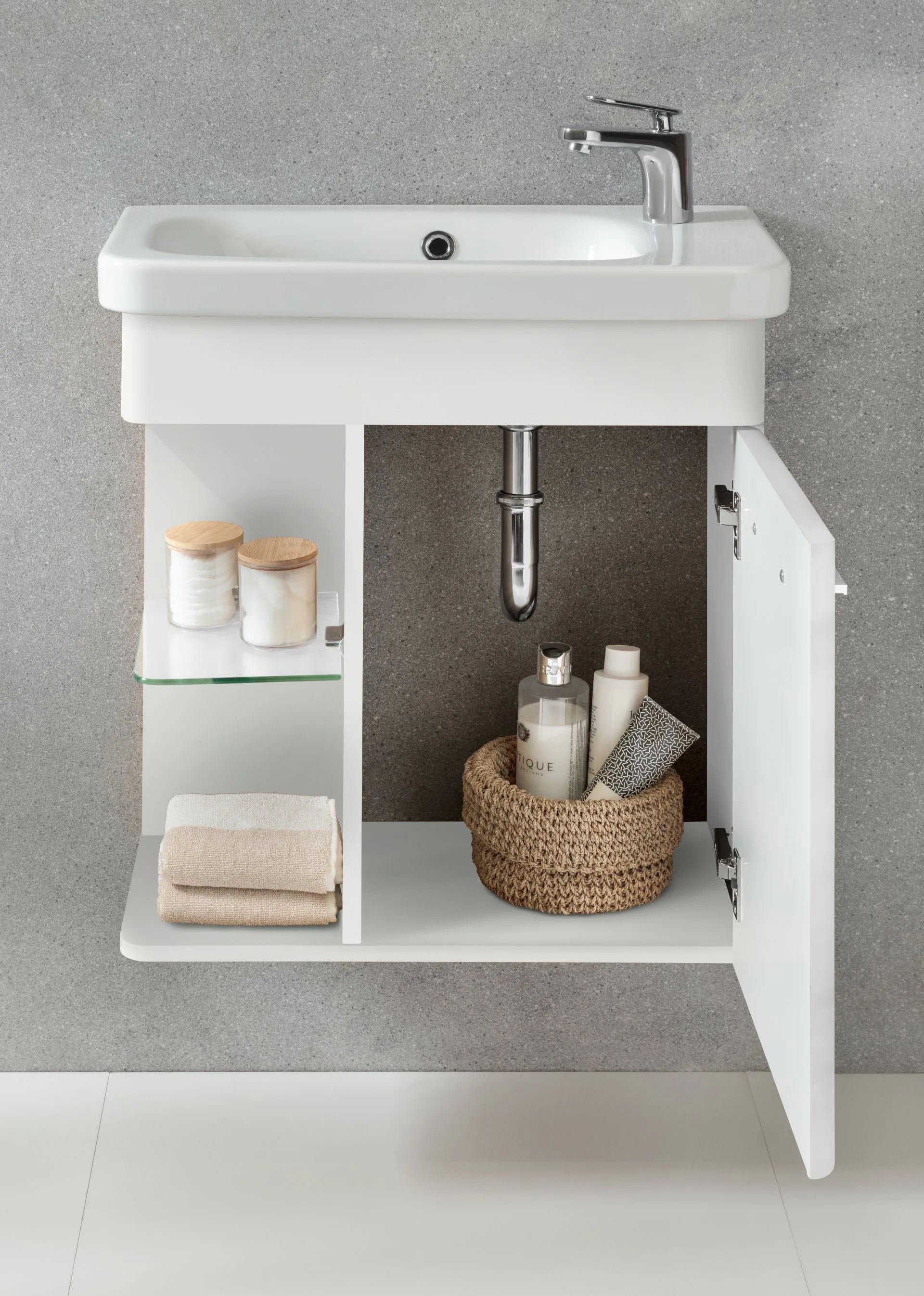 LANZET K8 Gäste WC Waschtischunterschrank 55 cm, Weiß