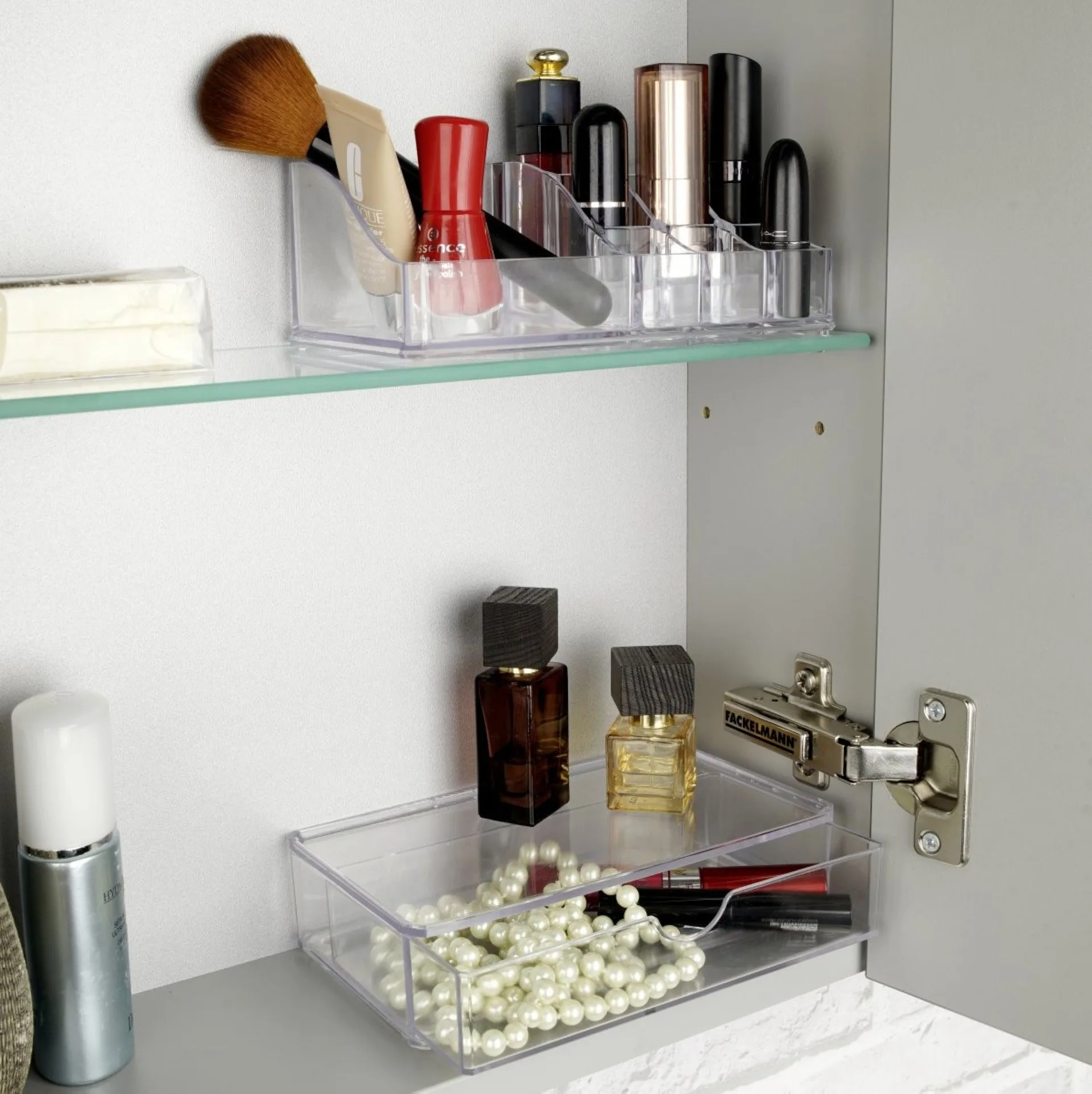 FACKELMANN Kosmetik Organizer Set, Transparent, aus Kunststoff
