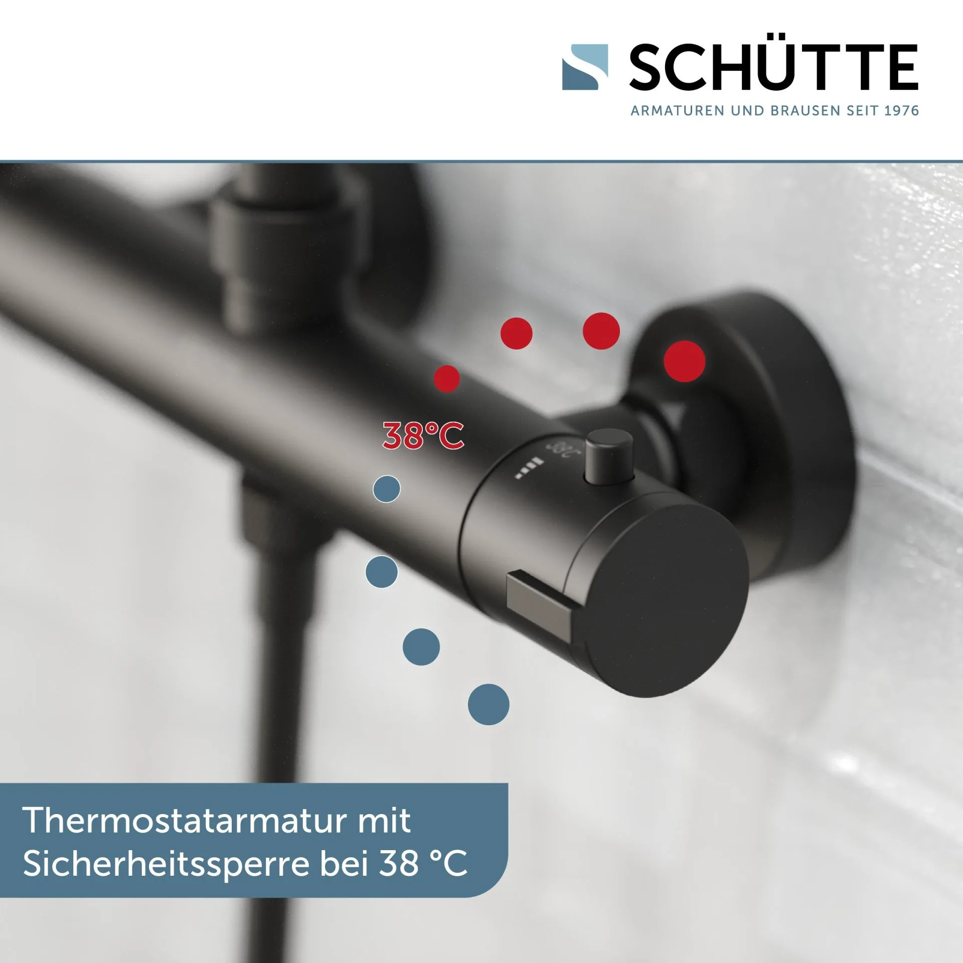 SCHÜTTE ADRIA Überkopf-Brauseset, Schwarz matt, mit Duschthermostat