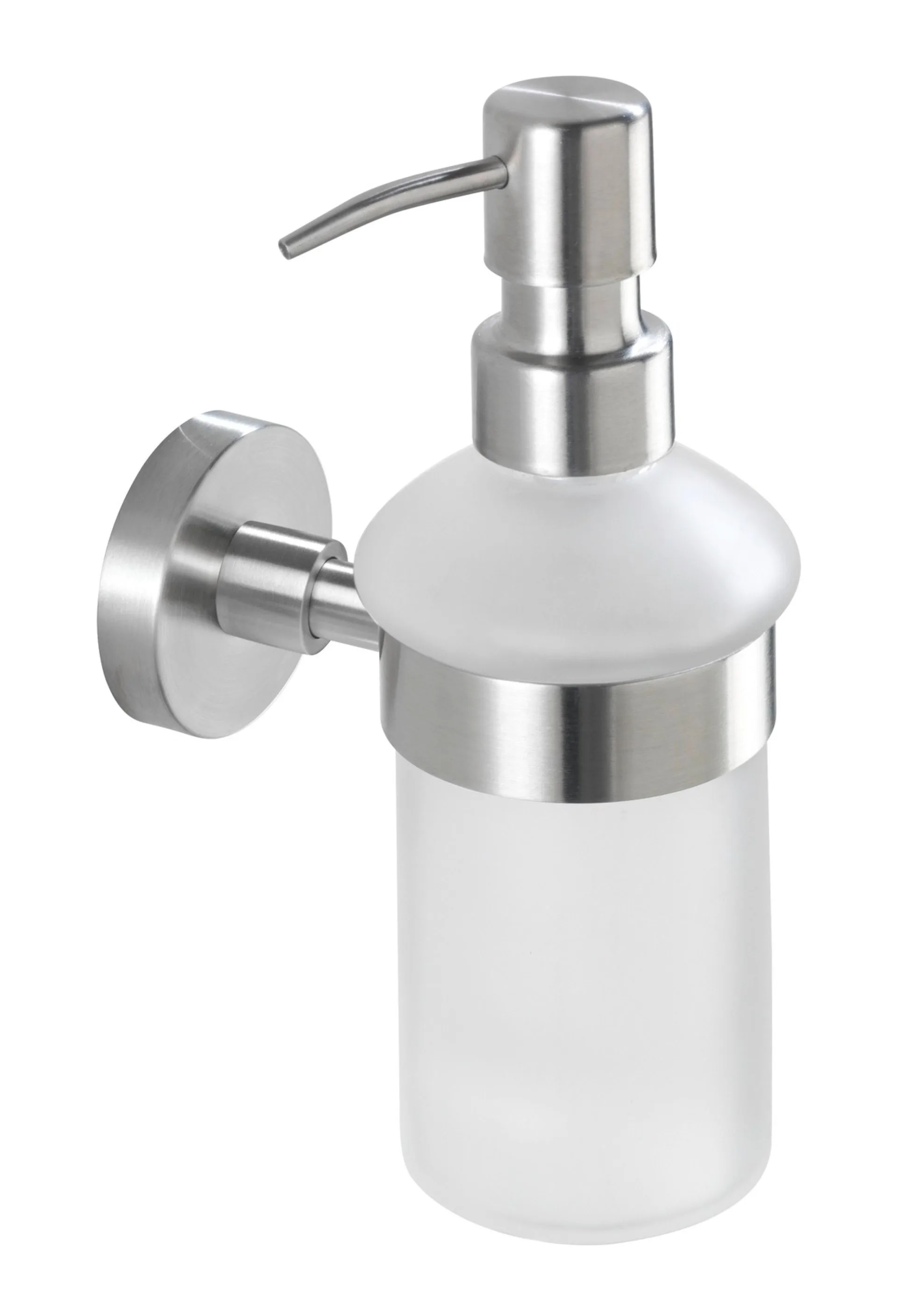 WENKO BOSIO Seifenspender 200 ml, Chrom Matt, Edelstahl rostfrei