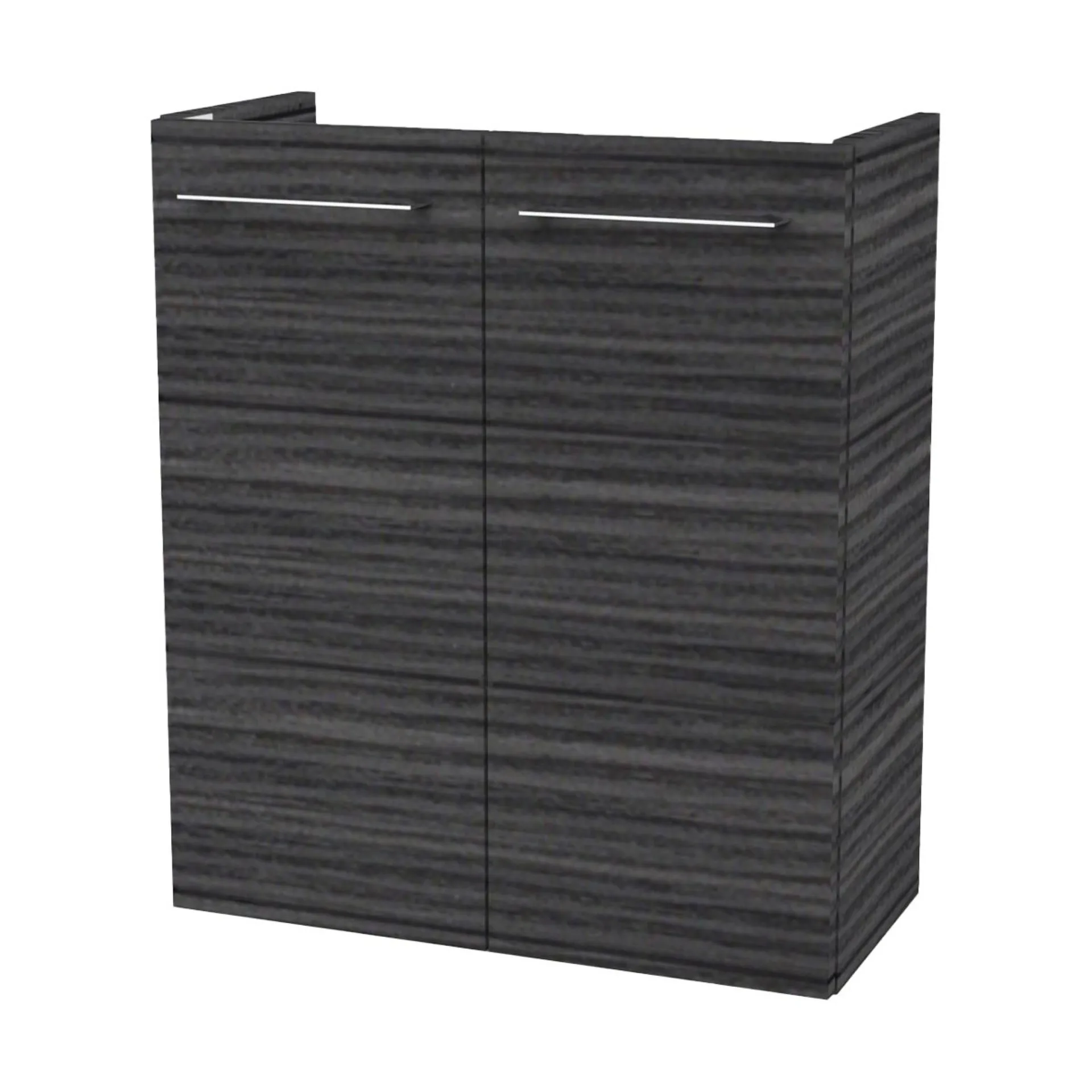 FACKELMANN SBC B.PERFEKT Waschbeckenunterschrank Gäste WC 55 cm breit, Anthrazit Holzoptik, 2 Türen