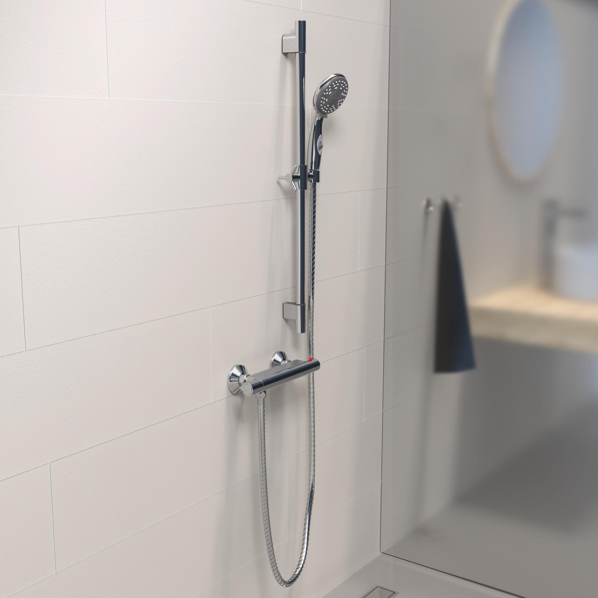 SCHÜTTE AQUA Stangenbrauseset, Chrom, mit Duschthermostat