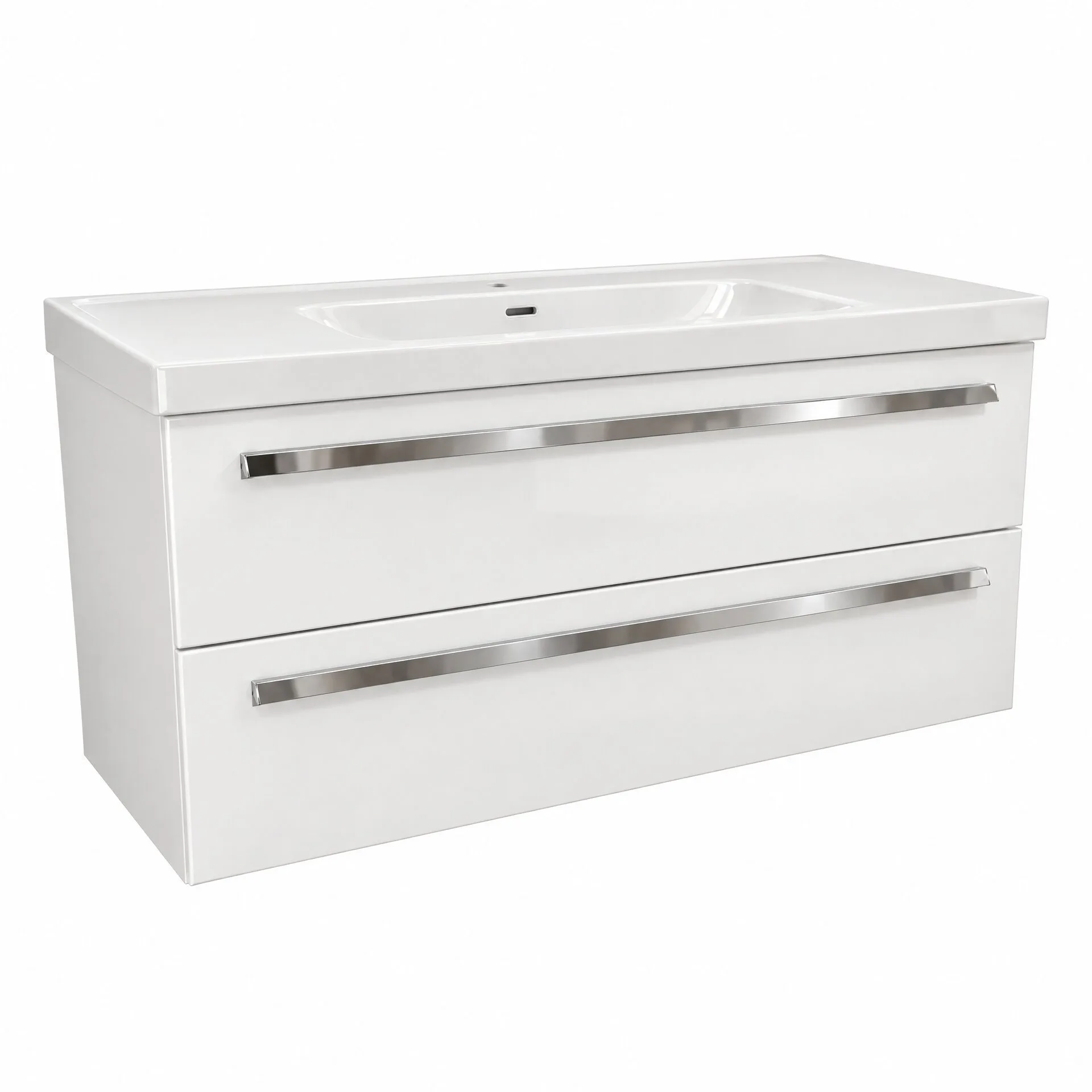 BADEDU TESSANO Waschbecken mit Unterschrank 120 cm breit, Weiß, Waschbecken Keramik Weiß