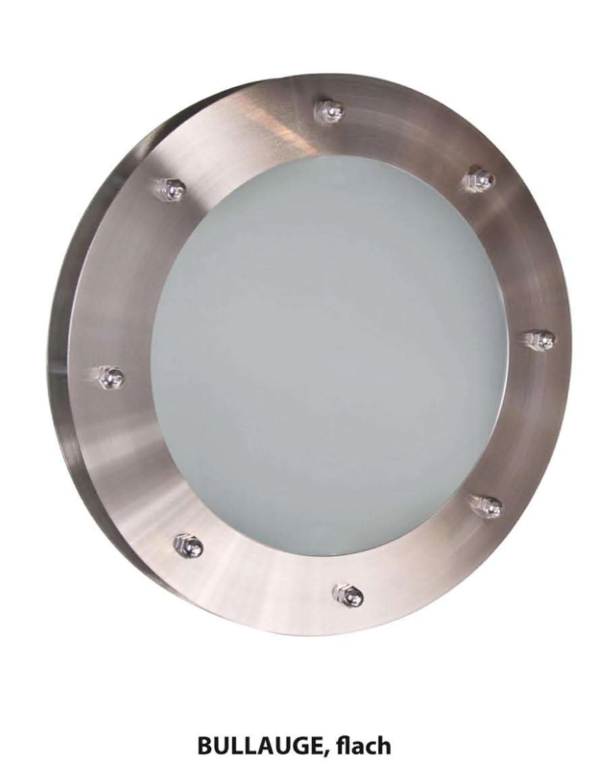 Bullauge ø 250 mm Milchglas Edelstahl mit Teleskoprahmen BT25/2 - beidseitig Schrauben