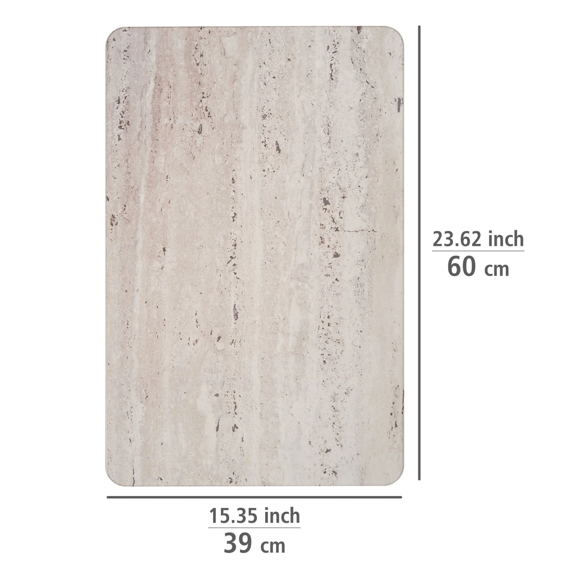 WENKO PUNA Badematte 60 x 39 cm, Grau, aus natürlichem Diatomit