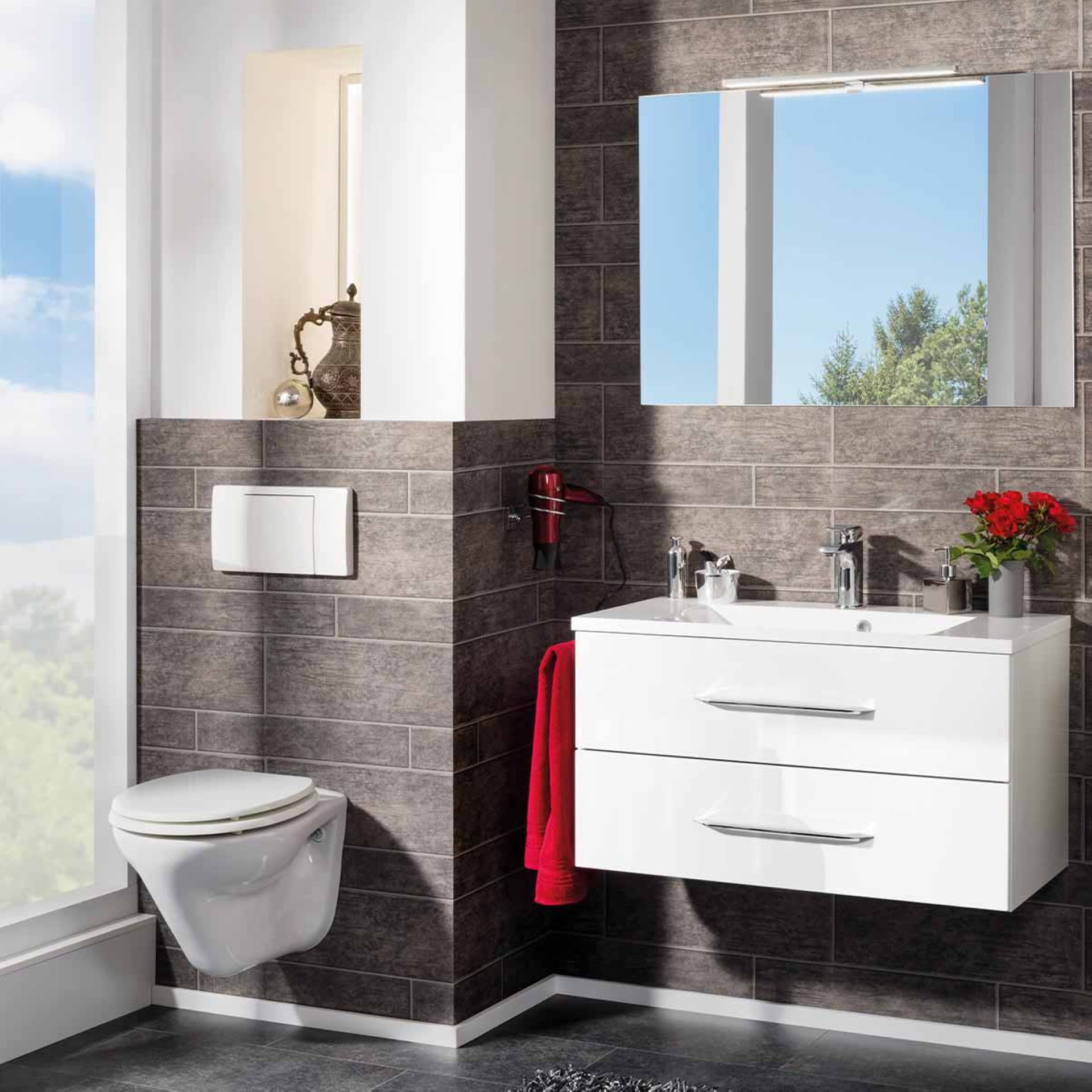 Fackelmann B.CLEVER Badmöbel Set 4-teilig, 90 cm, Weiß