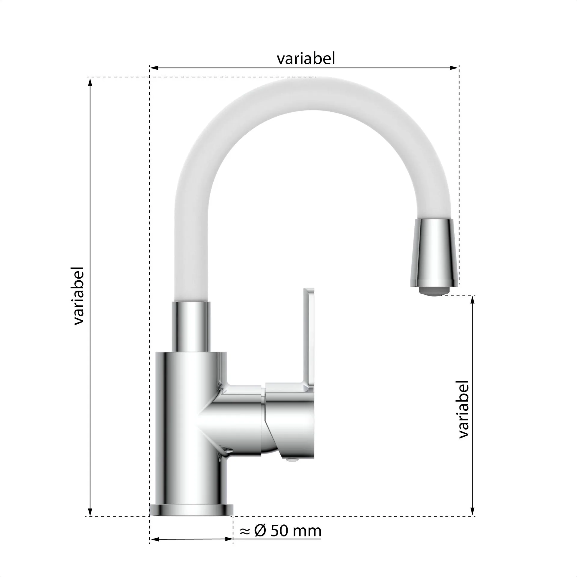 EISL FLEXO Waschtischarmatur, Chrom/Weiß, mit flexiblem Auslauf