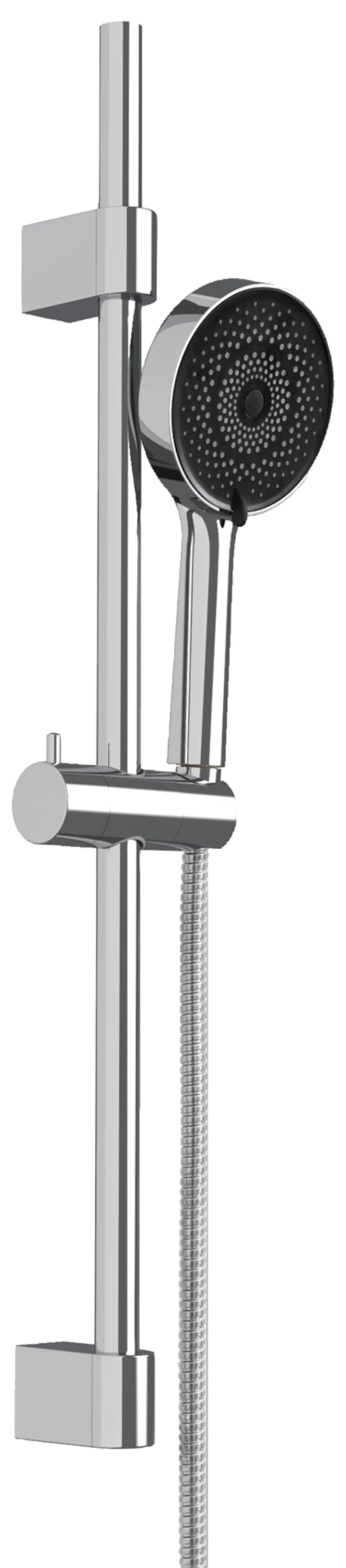 WENKO SOFTWATER Stangenbrause Set 70 cm, Chrom, Edelstahl, 3 verschiedene Wasserstrahlarten