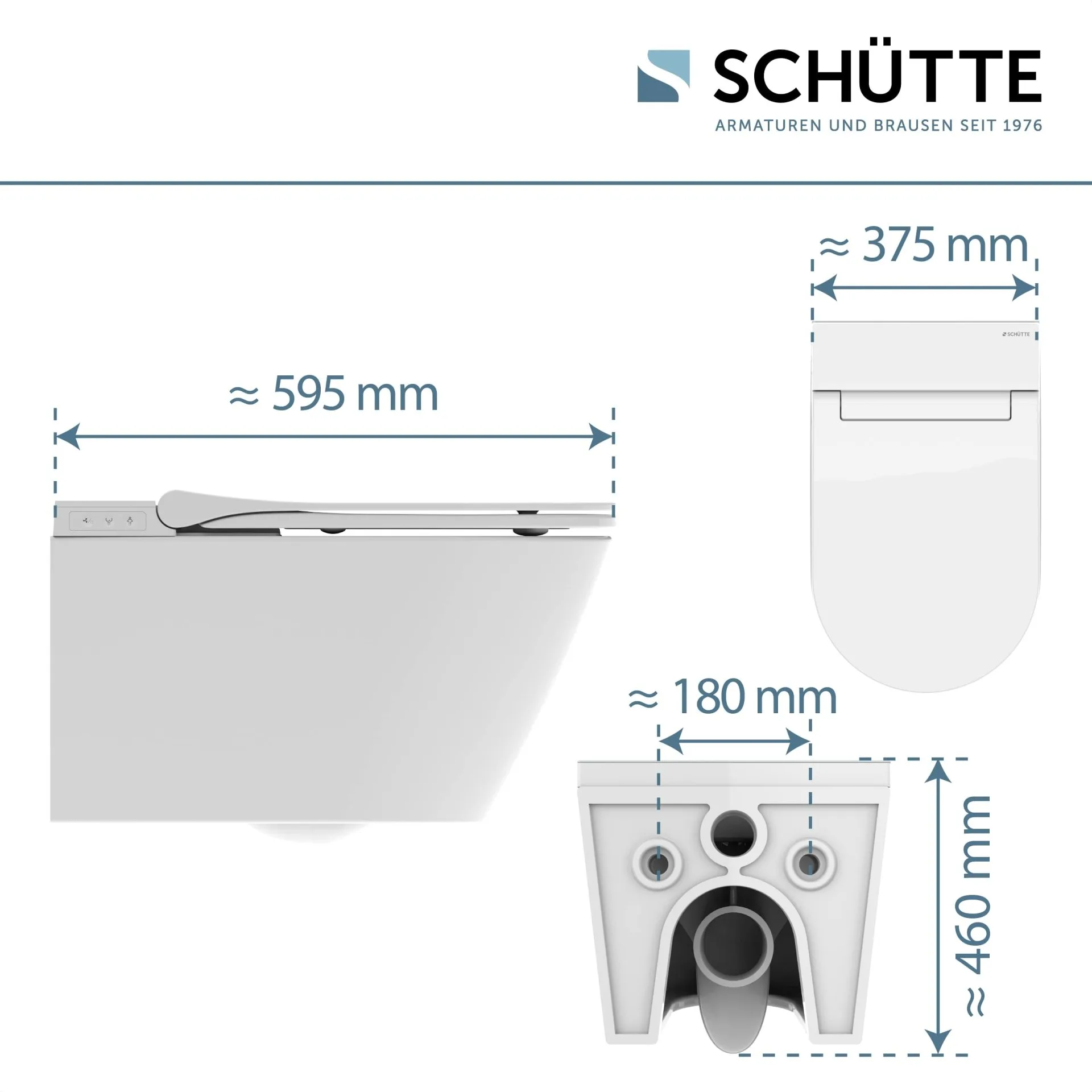Schütte CESARI PREMIUM Dusch WC, Weiß, spülrandlos, Slim