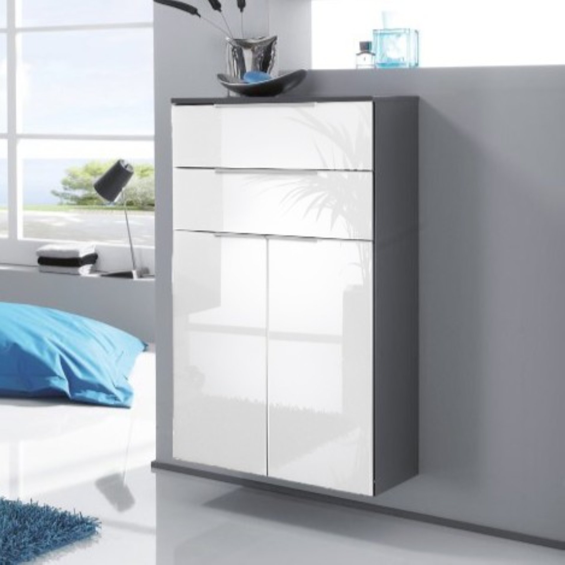 Fackelmann KARA Midischrank 61 cm, Weiß/Anthrazit