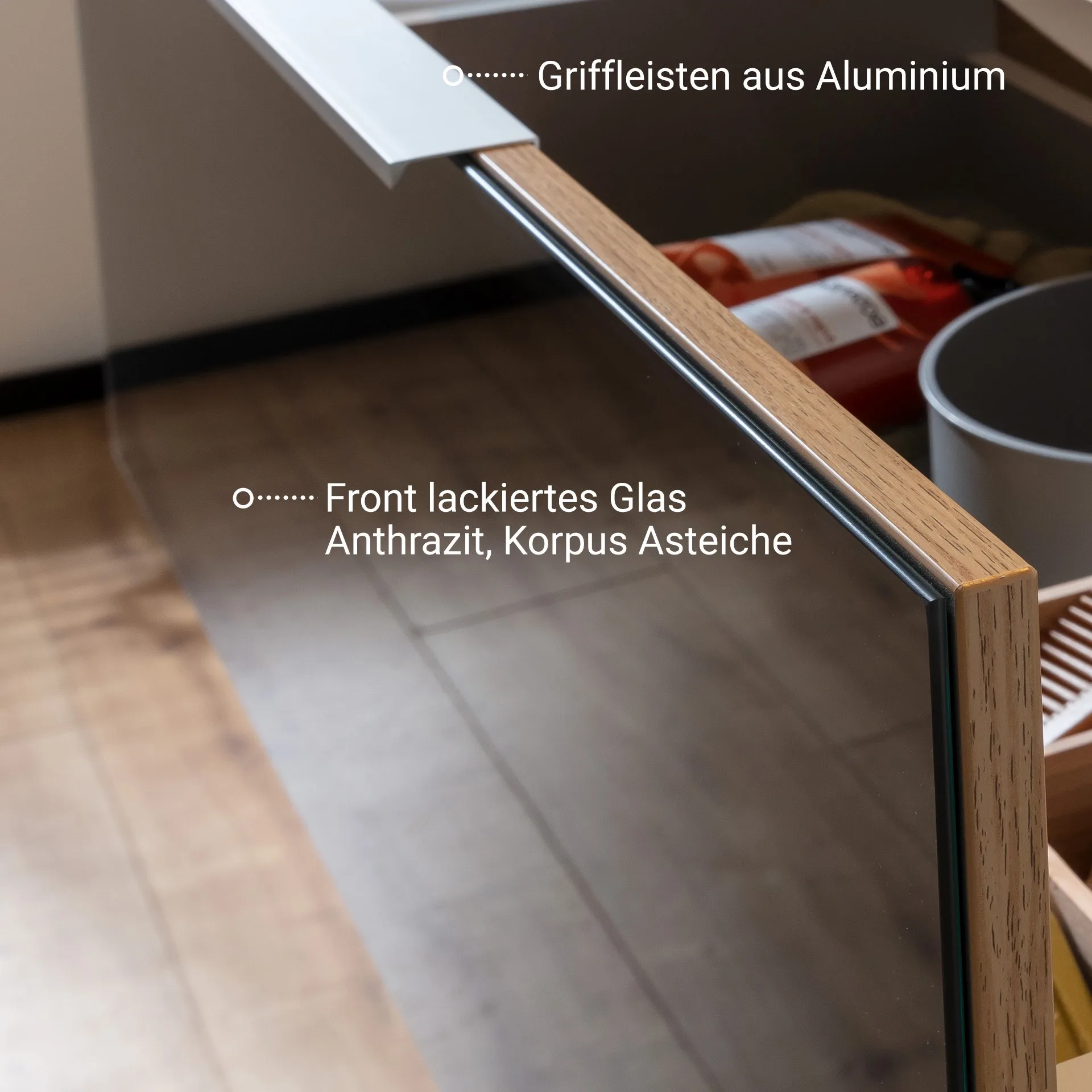 FACKELMANN B.BRILLANT Waschbecken mit Unterschrank 100 cm breit, Anthrazit Glas/Braun hell, Waschbecken Gussmarmor Weiß