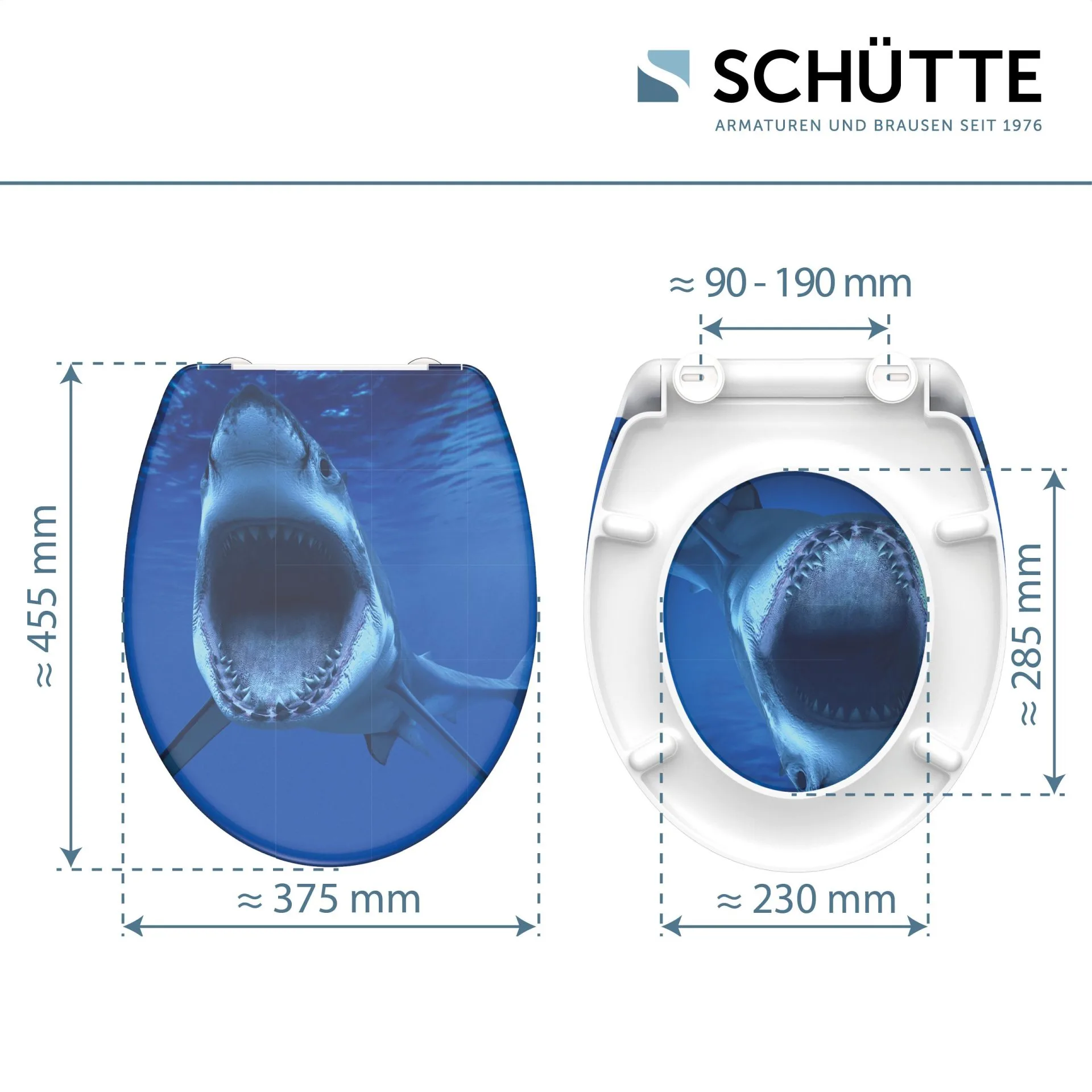 SCHÜTTE SHARK WC-Sitz, Kunststoff, mit Absenkautomatik und Schnellverschluss