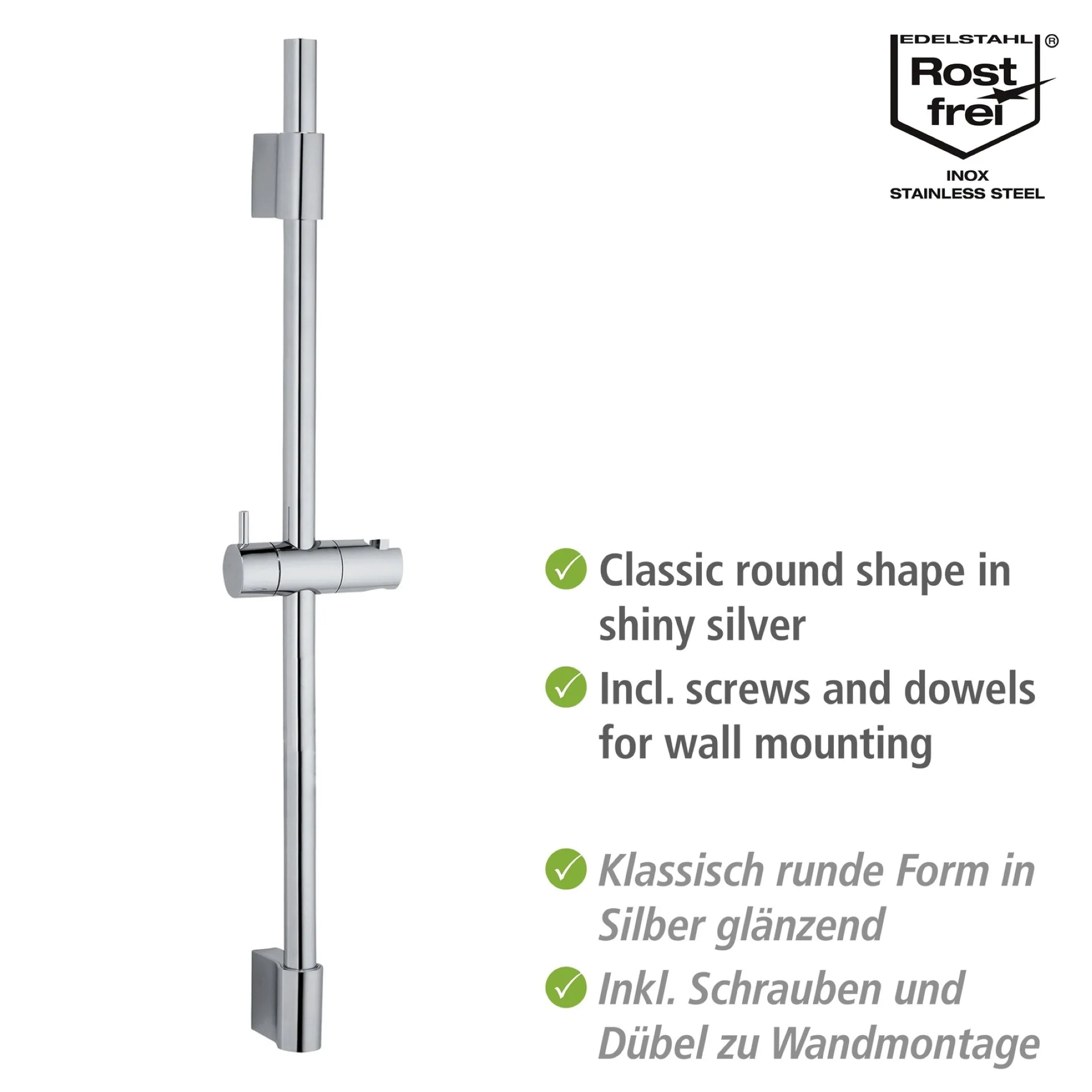 WENKO CLASSIC Duschstange 70 cm, Chrom