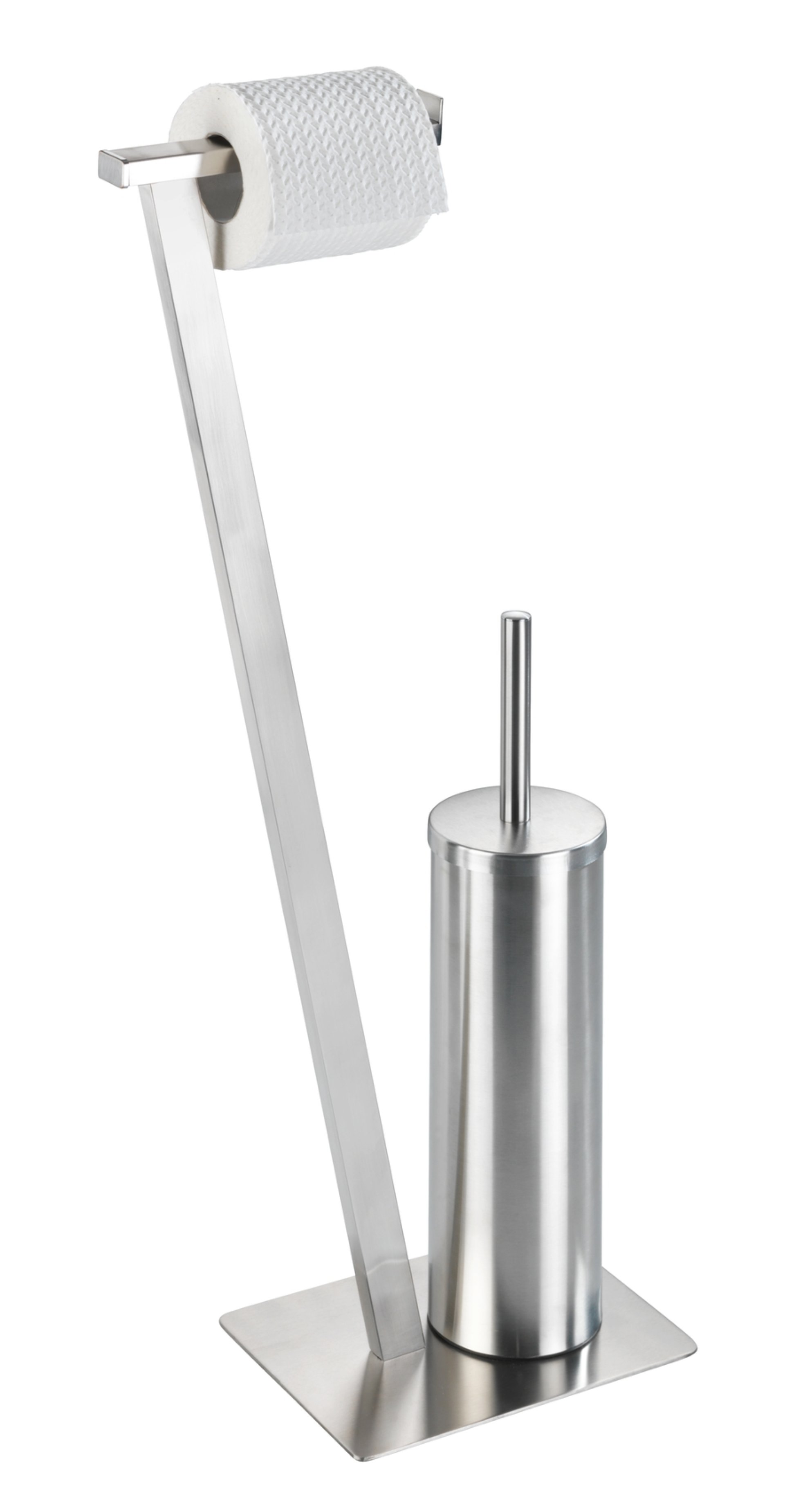 WENKO LIRIO Toilettenpapierhalter, Chrom, mit WC-Garnitur, Edelstahl matt