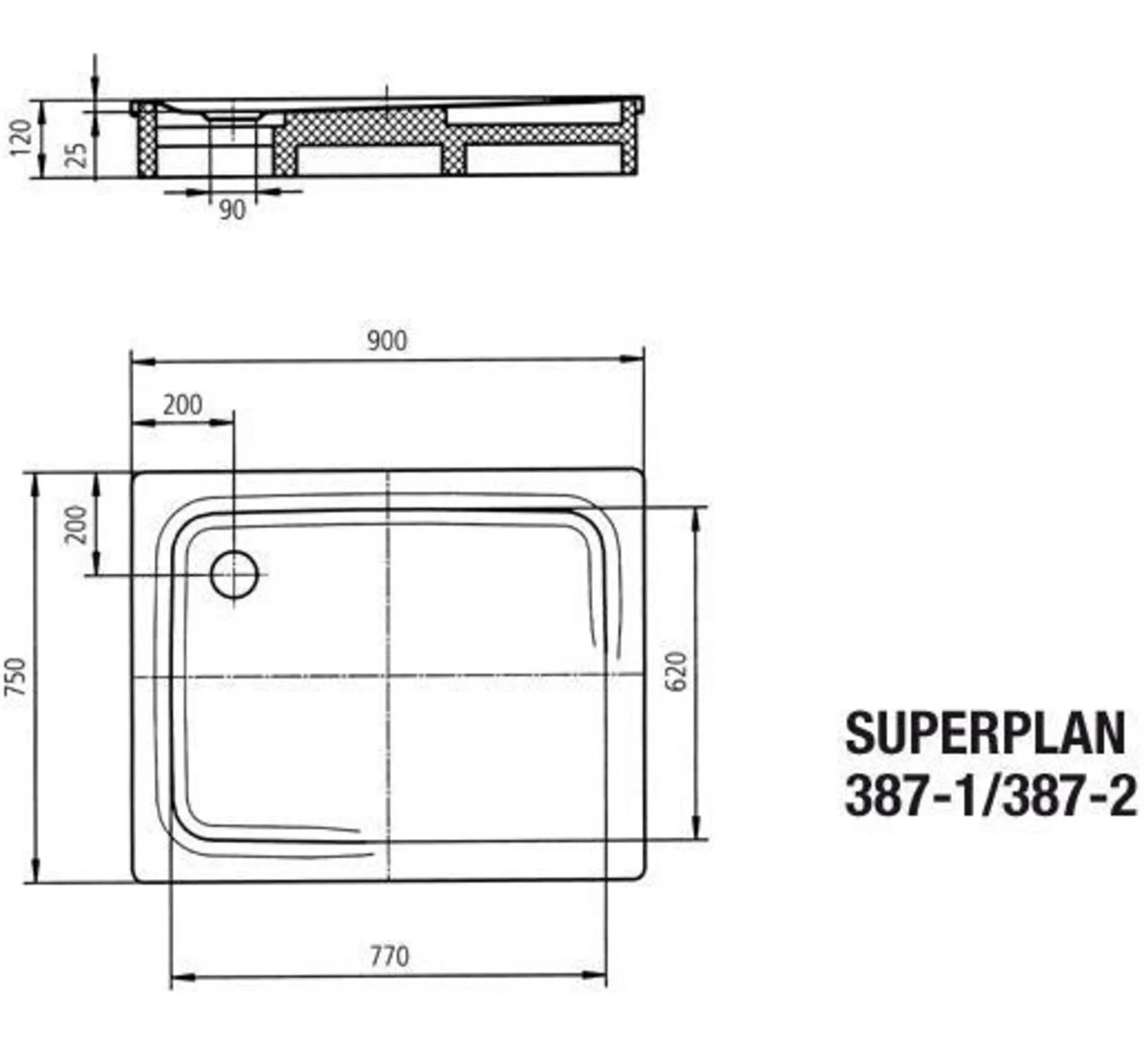 KALDEWEI SUPERPLAN CLASSIC Duschwanne 75 cm breit, Weiß, Mod. 387-1