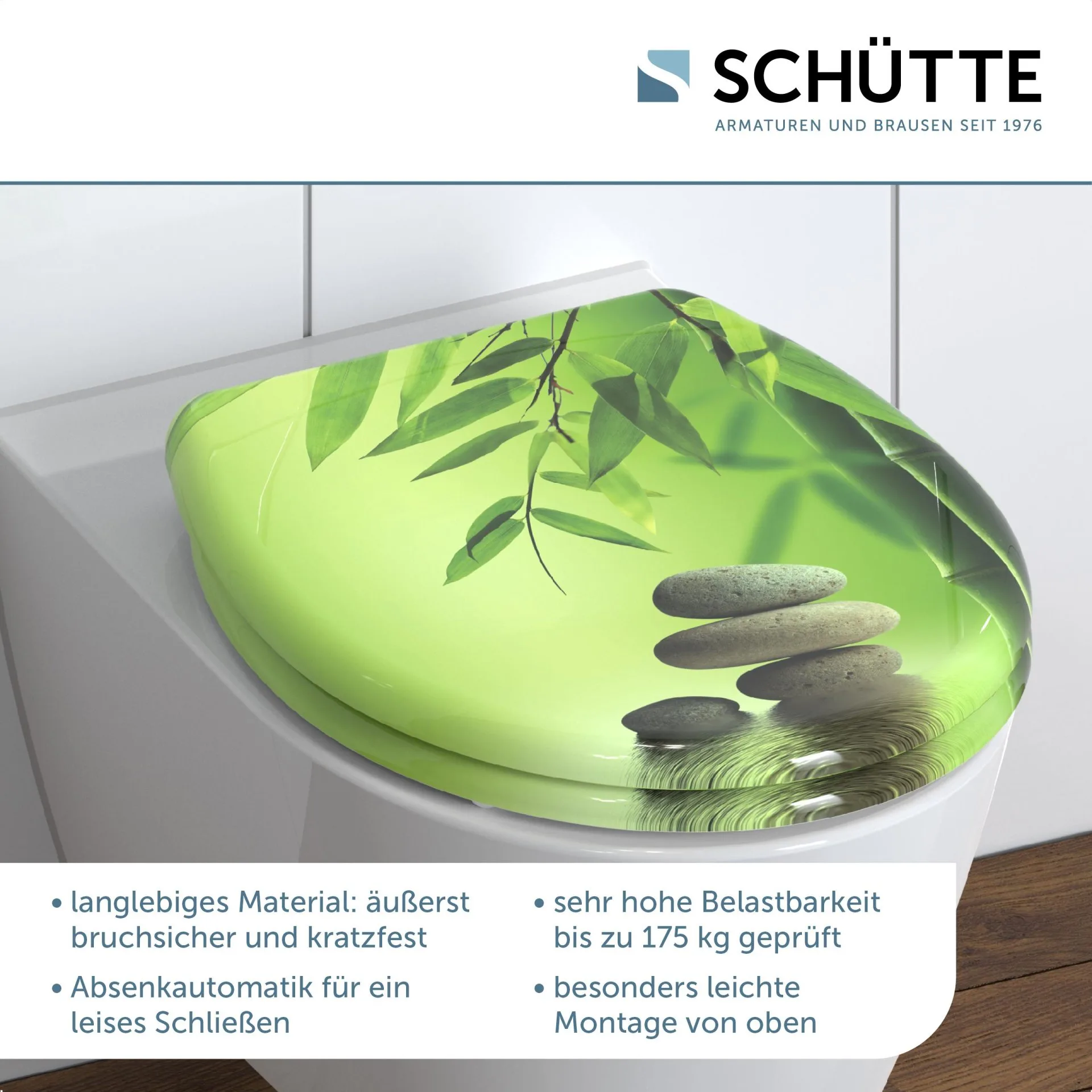 SCHÜTTE GREEN GARDEN WC-Sitz, Kunststoff, mit Absenkautomatik und Schnellverschluss