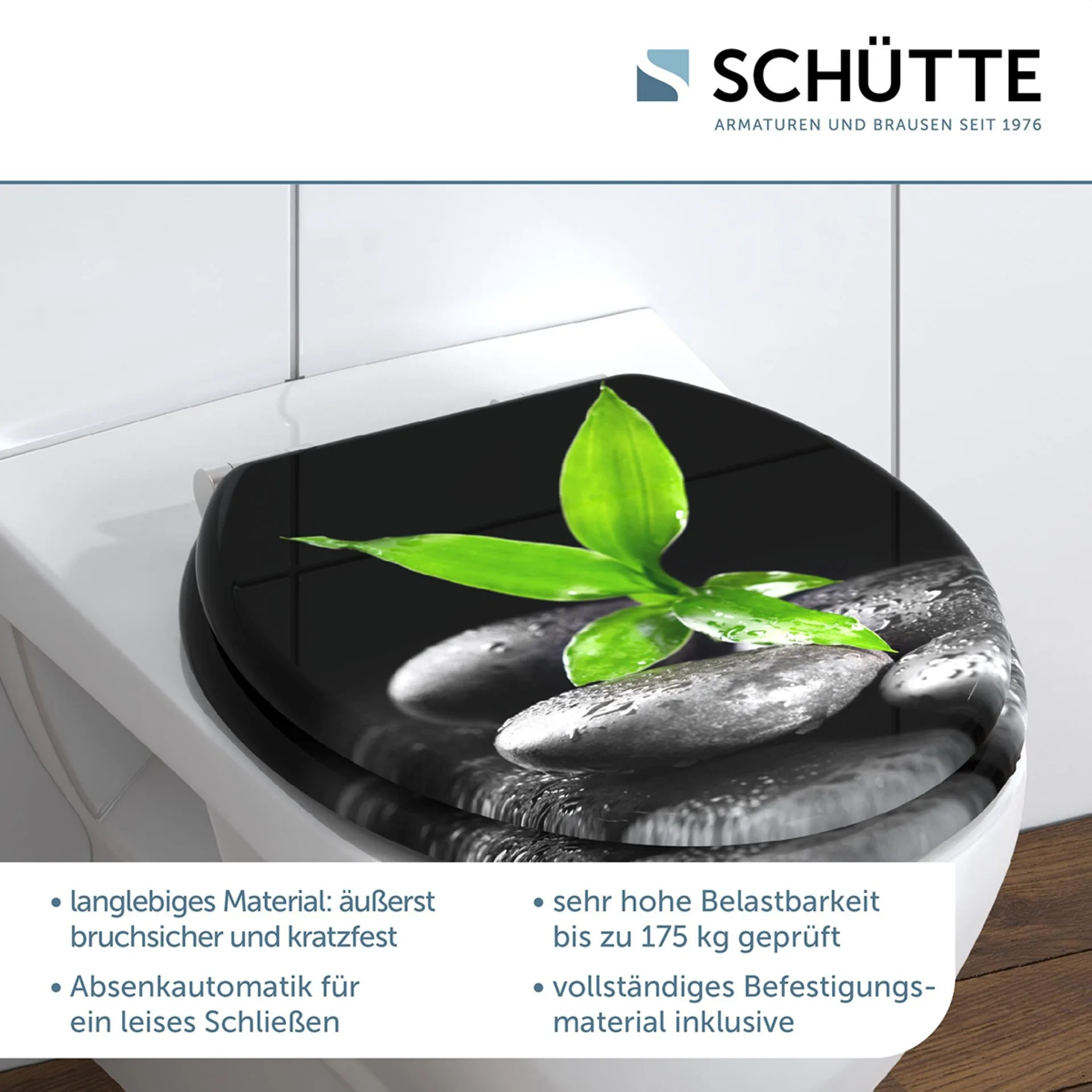 Schütte DARK STONES AND BAMBOO WC-Sitz, mit Absenkautomatik