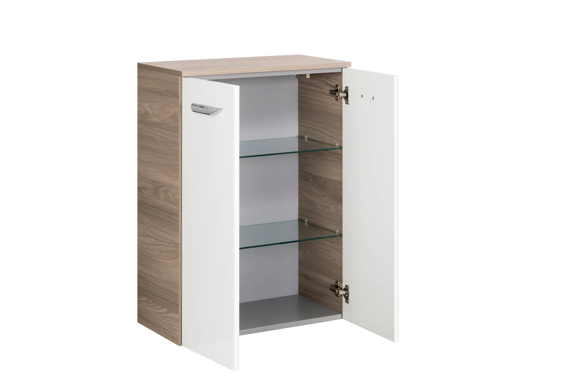 FACKELMANN LUXOR Doppel Midischrank 60,5 cm breit, Weiß/Braun hell