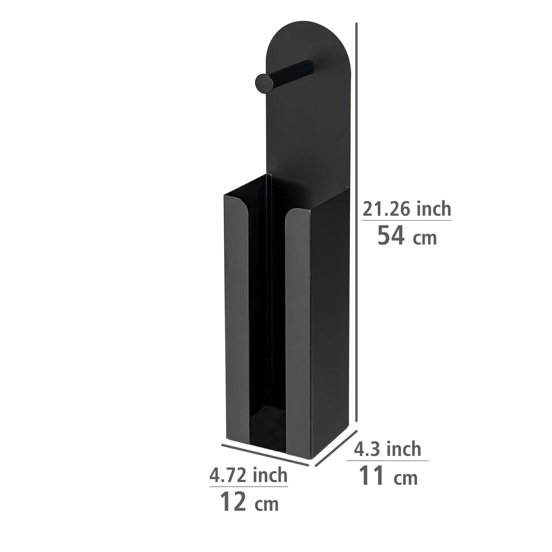 WENKO AGIRA Toilettenpapierhalter, Schwarz, mit Bevorrater