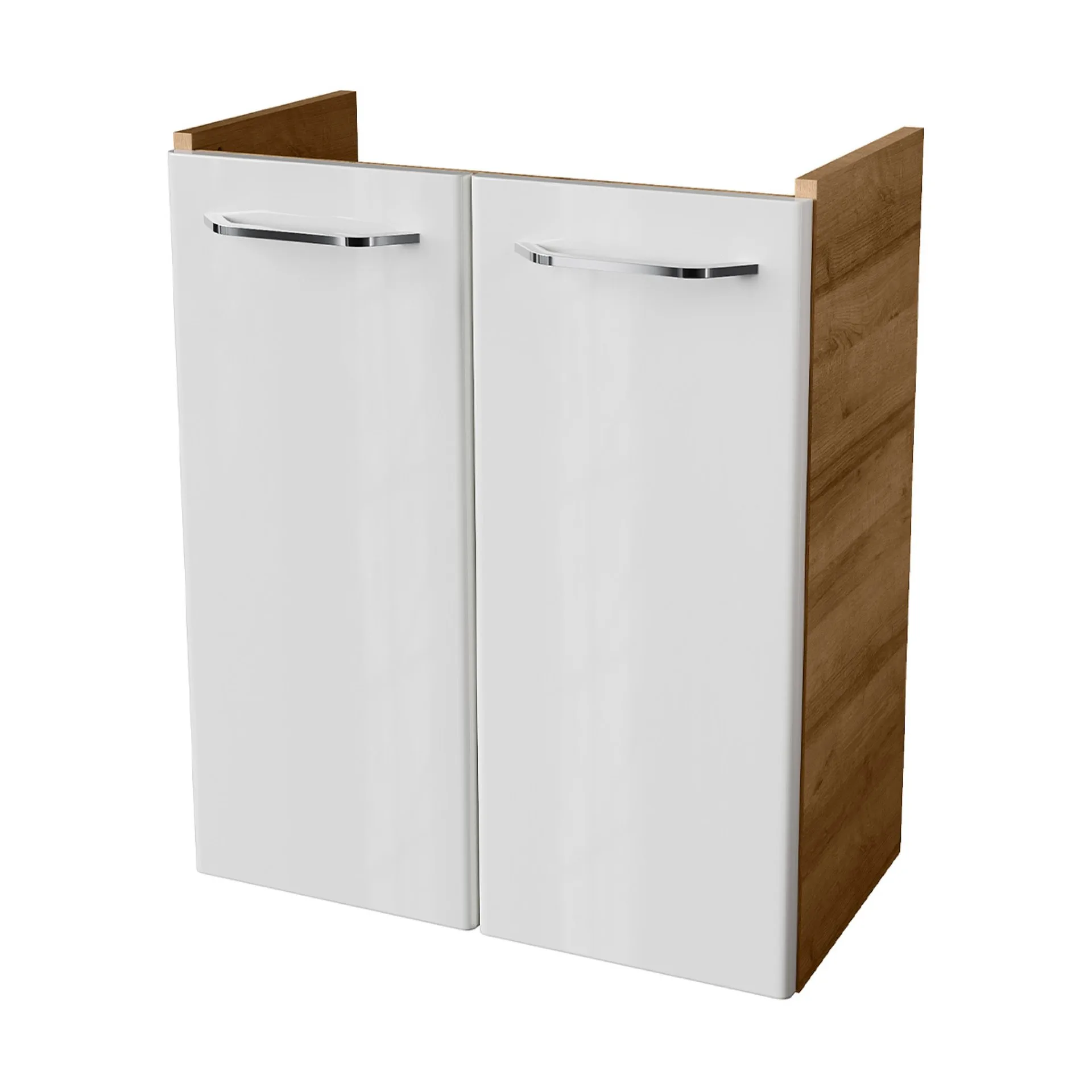 FACKELMANN MILANO Waschbeckenunterschrank Gäste WC 52 cm breit, Weiß/Braun hell