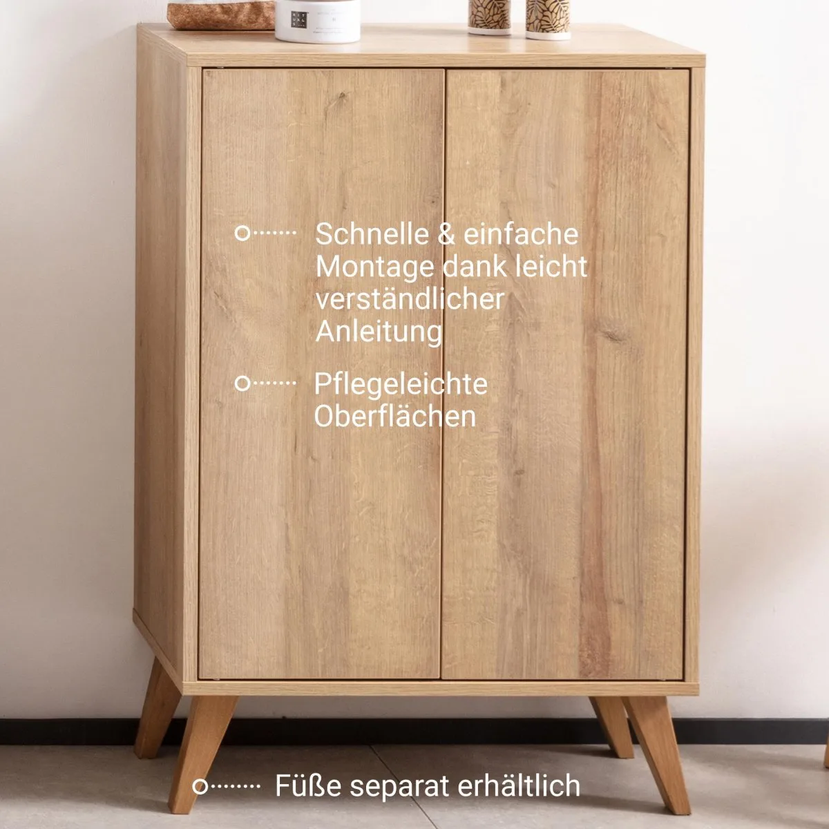 FACKELMANN FINN Doppel Midischrank 60 cm breit, Braun hell