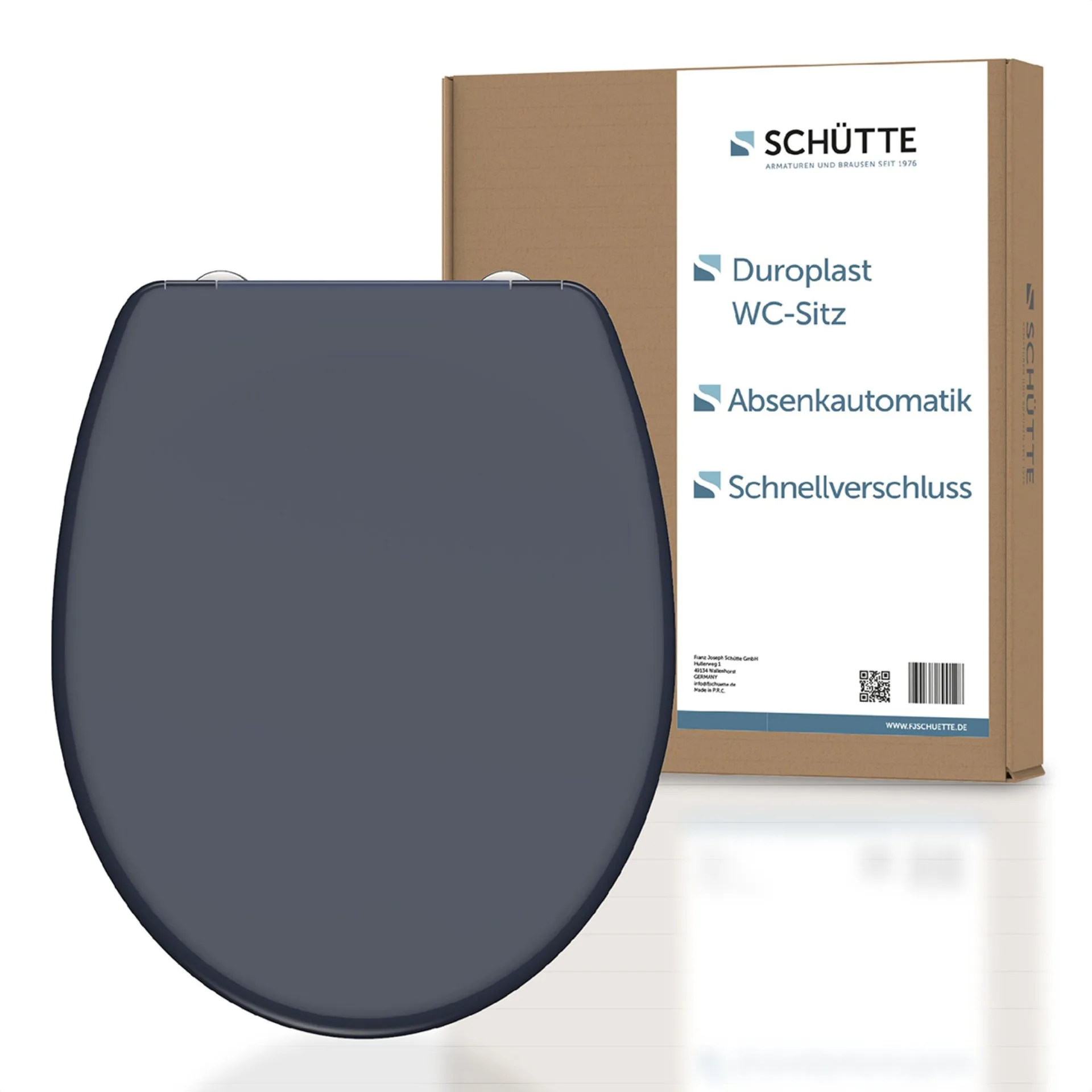 Schütte ANTHRAZIT WC-Sitz, mit Absenkautomatik und Schnellverschluss, Duroplast
