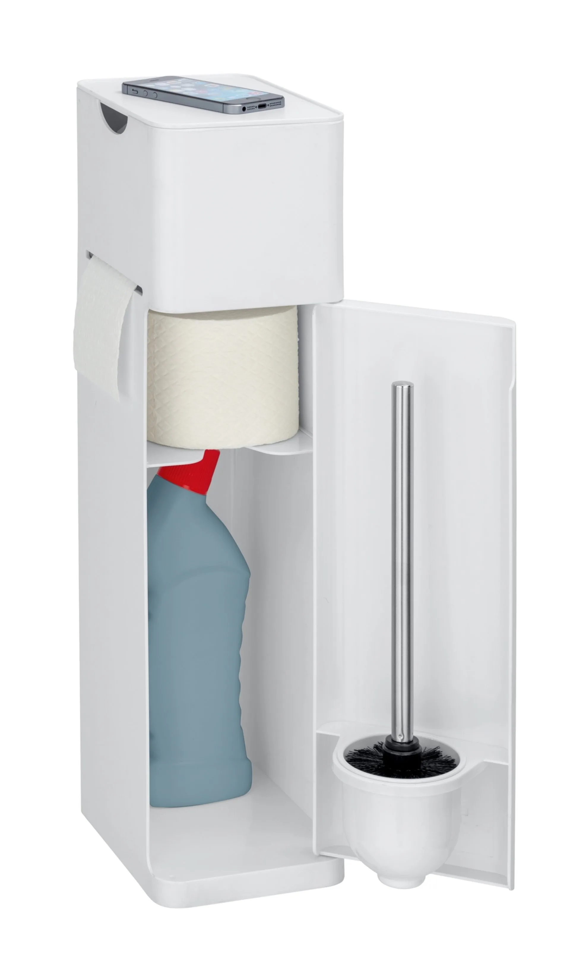 WENKO IMON WC-Garnitur, Weiß matt, mit Toilettenpapierhalter und Ablage