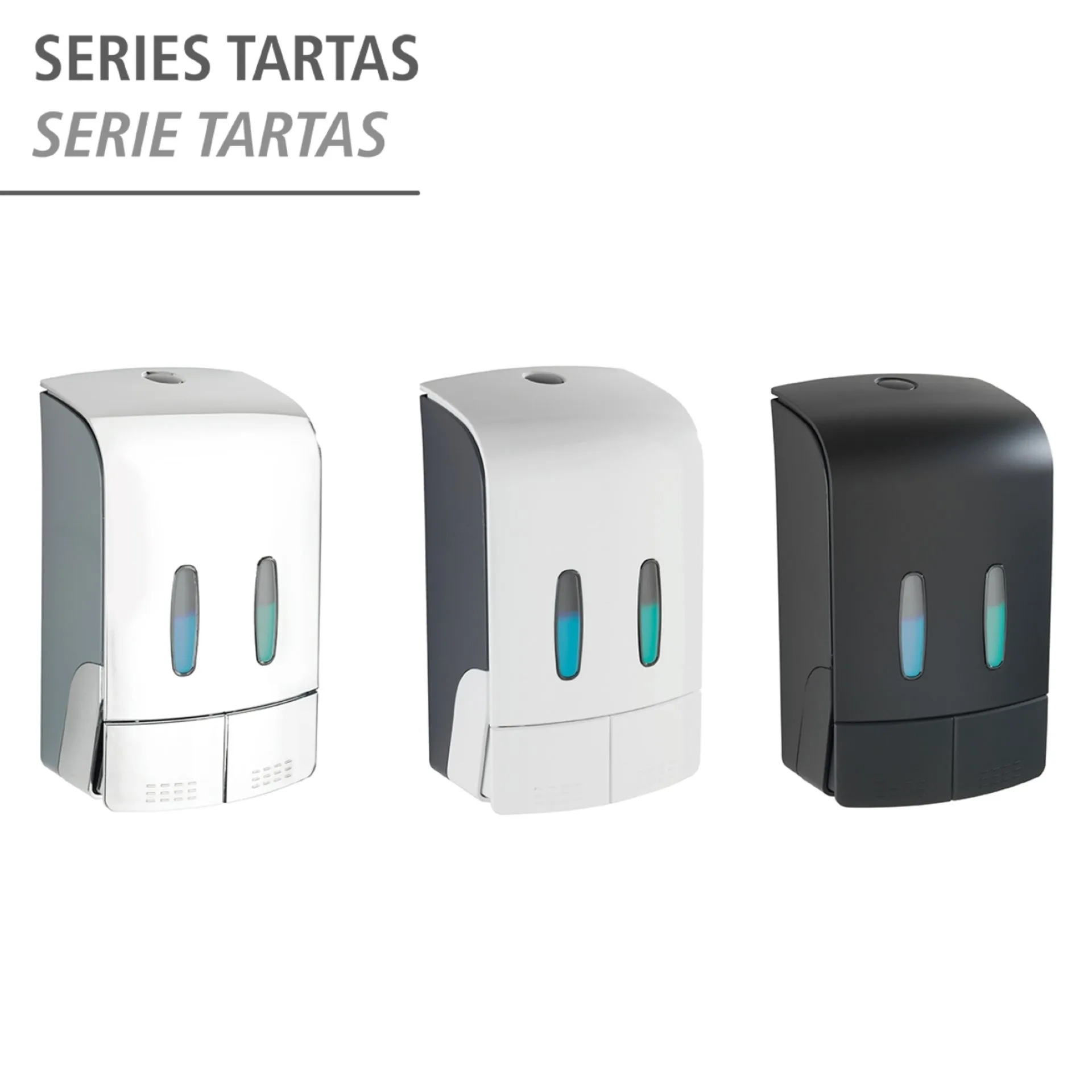 WENKO TARTAS Seifenspender je 480 ml, Weiß/Schwarz, 2-Kammer Desinfektionsmittelspender